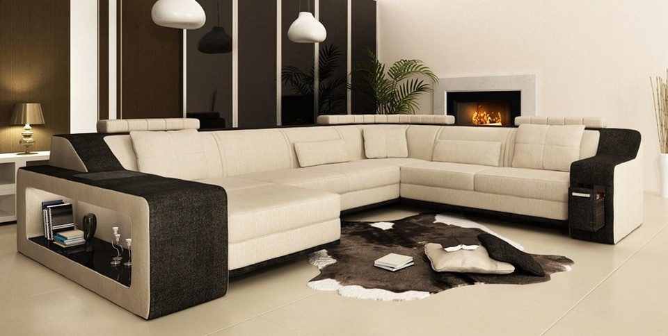 Xlmoebel Wohnlandschaft Moderne Eckgarnitur mit hochwertigem Textil und USB-Anschlüssen, Wohnlandschaft, Hergestellt in Europa