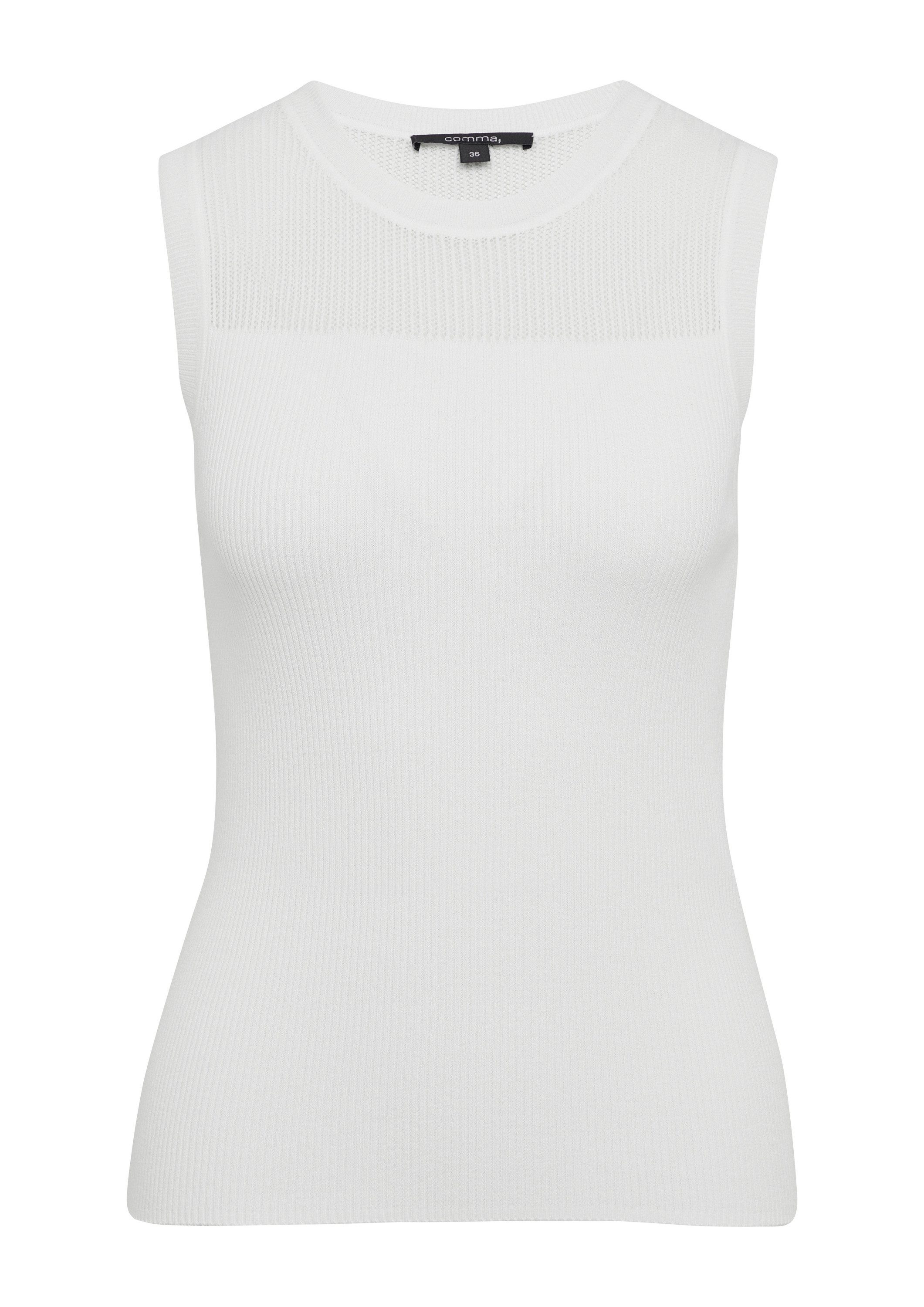 comma Muskelshirt Strickpullunder Weiches Stricktop im Slim Fit mit Ajourmu günstig online kaufen