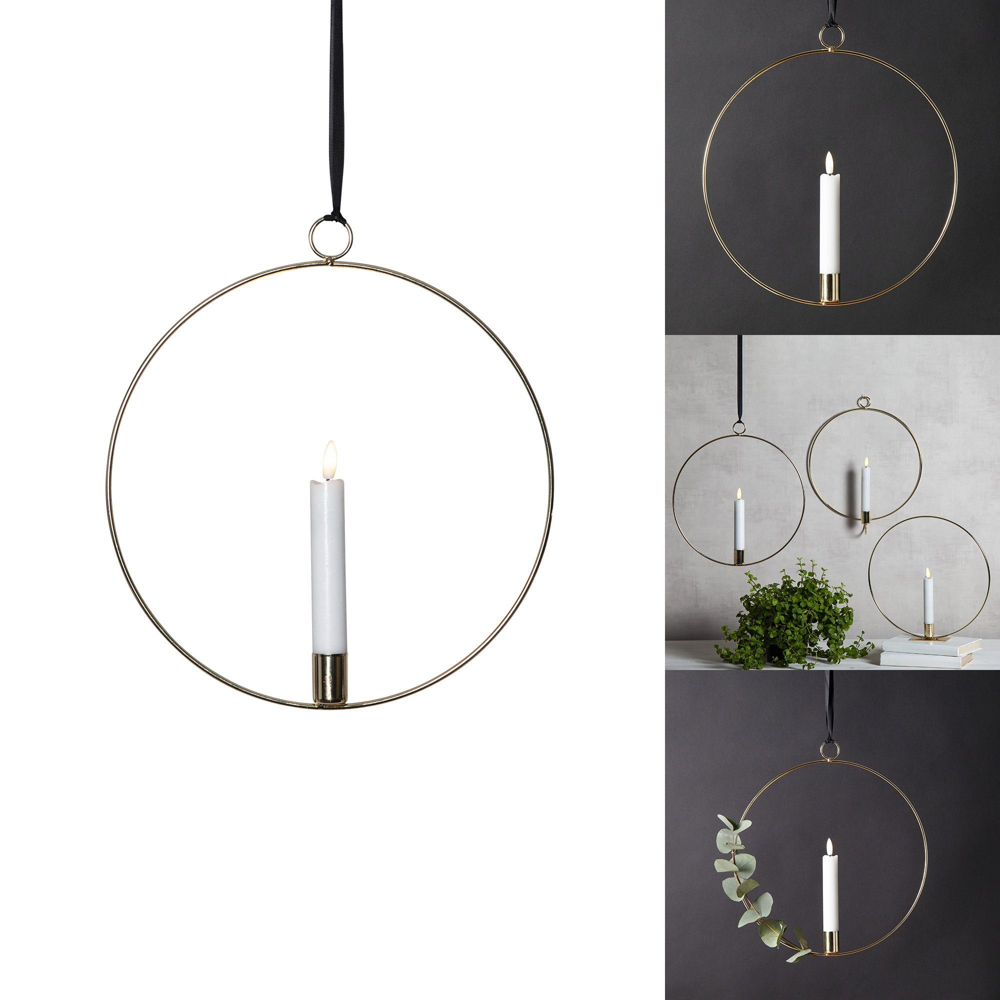 STAR TRADING LED Dekolicht Flamme Ring, LED Lichterkranz Flamme Ring, gold, günstig online kaufen