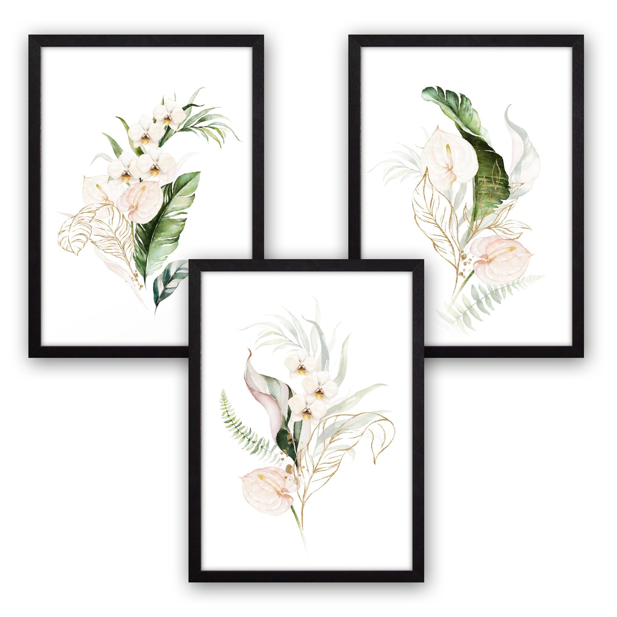 Kreative Feder Poster Weiße Orchideen, Blumen günstig online kaufen