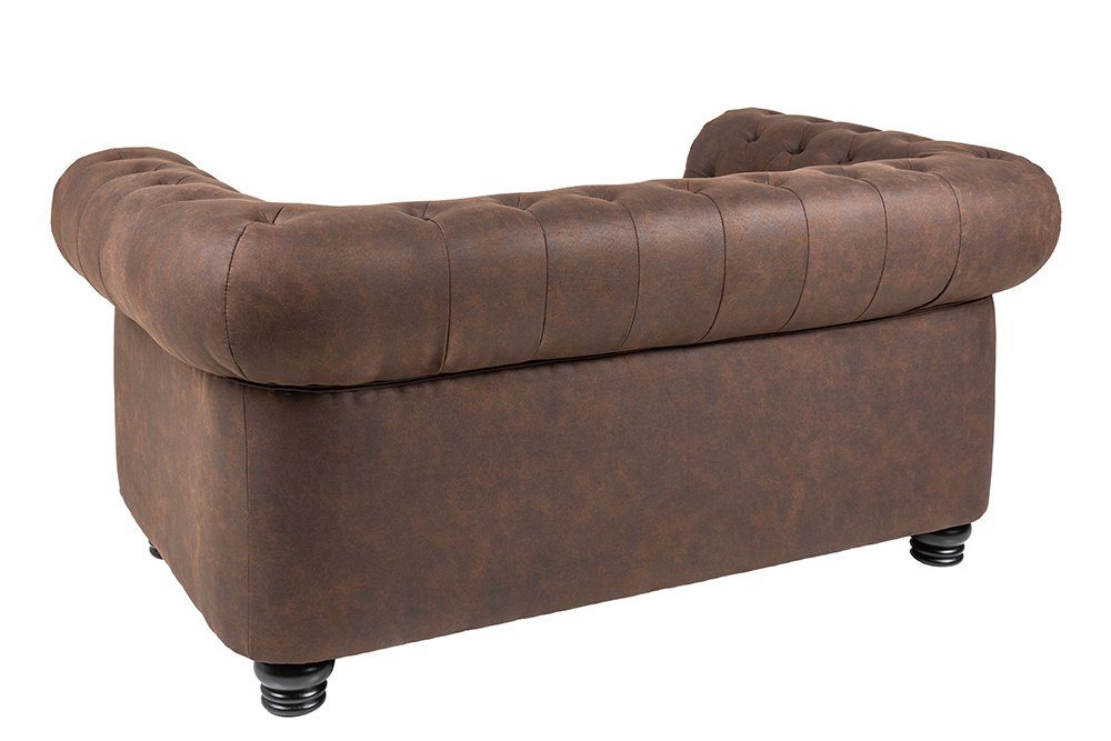 mit Wohnzimmer riess-ambiente · CHESTERFIELD Federkern braun, · 150cm 2 Microfaser · Sofa Sitzer 1 · Teile, Couch vintage