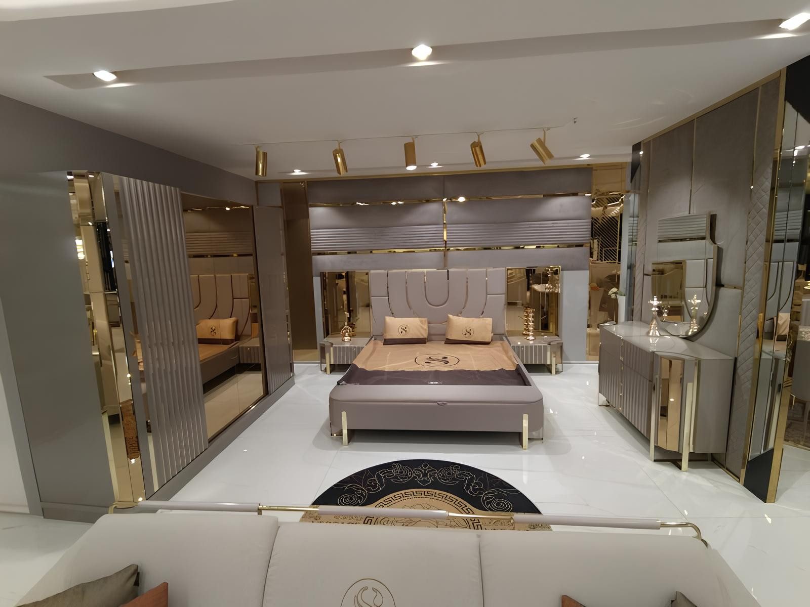 JVmoebel Schlafzimmer-Set Design Schlafzimmer 3tlg. Bett 2x Nachttische Mod günstig online kaufen