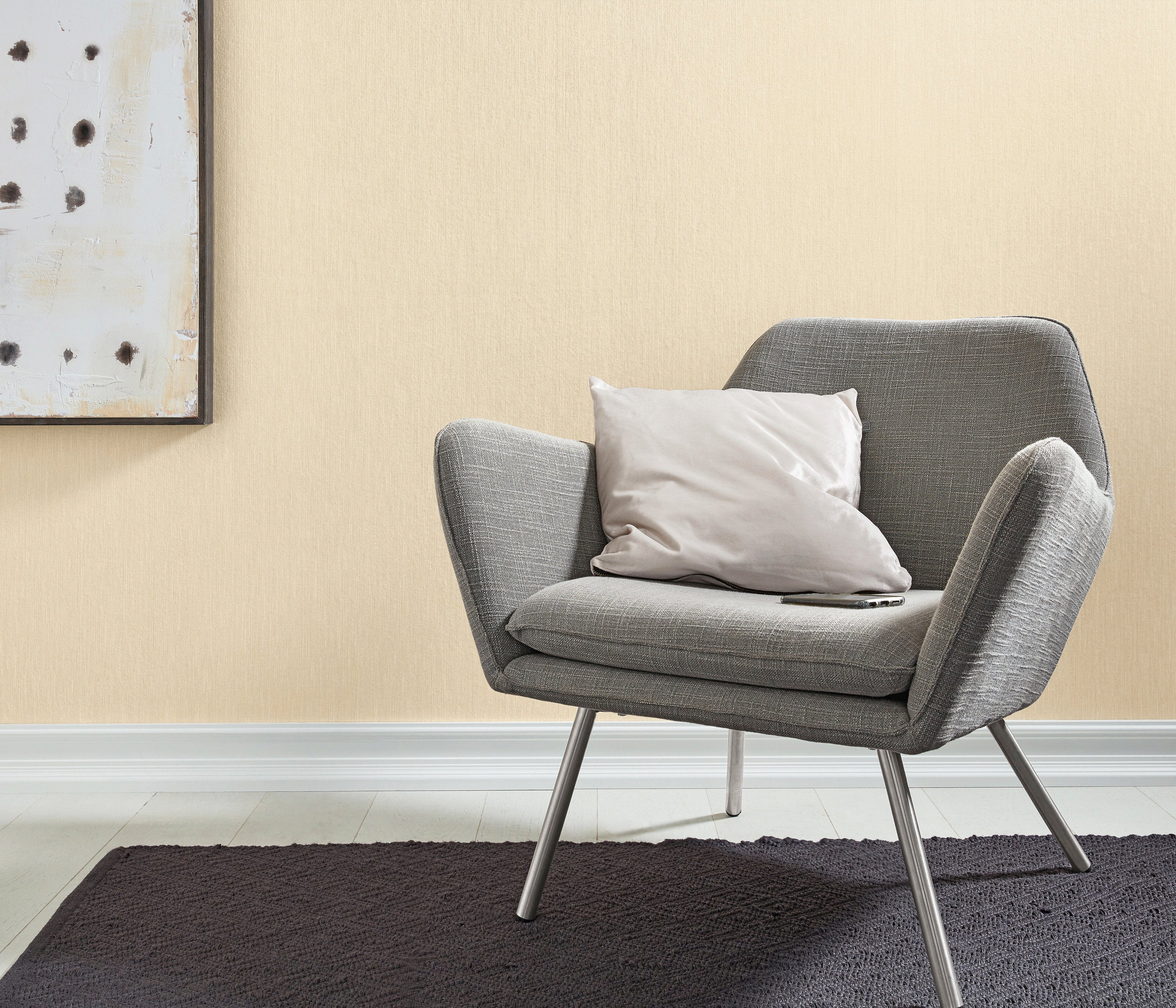 Bricoflor Vliestapete Beige im Uni Stil Einfarbige Tapete Dezent mit Vinyl günstig online kaufen