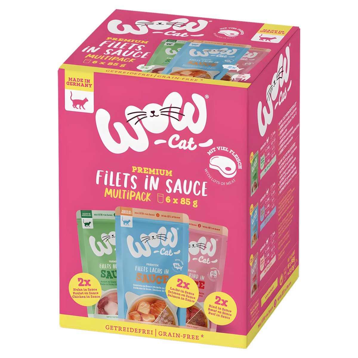 Wow Cat Adult Multipack Filets in Sauce 6 x 85 g, Nassfutter für: Katze von Wow Cat