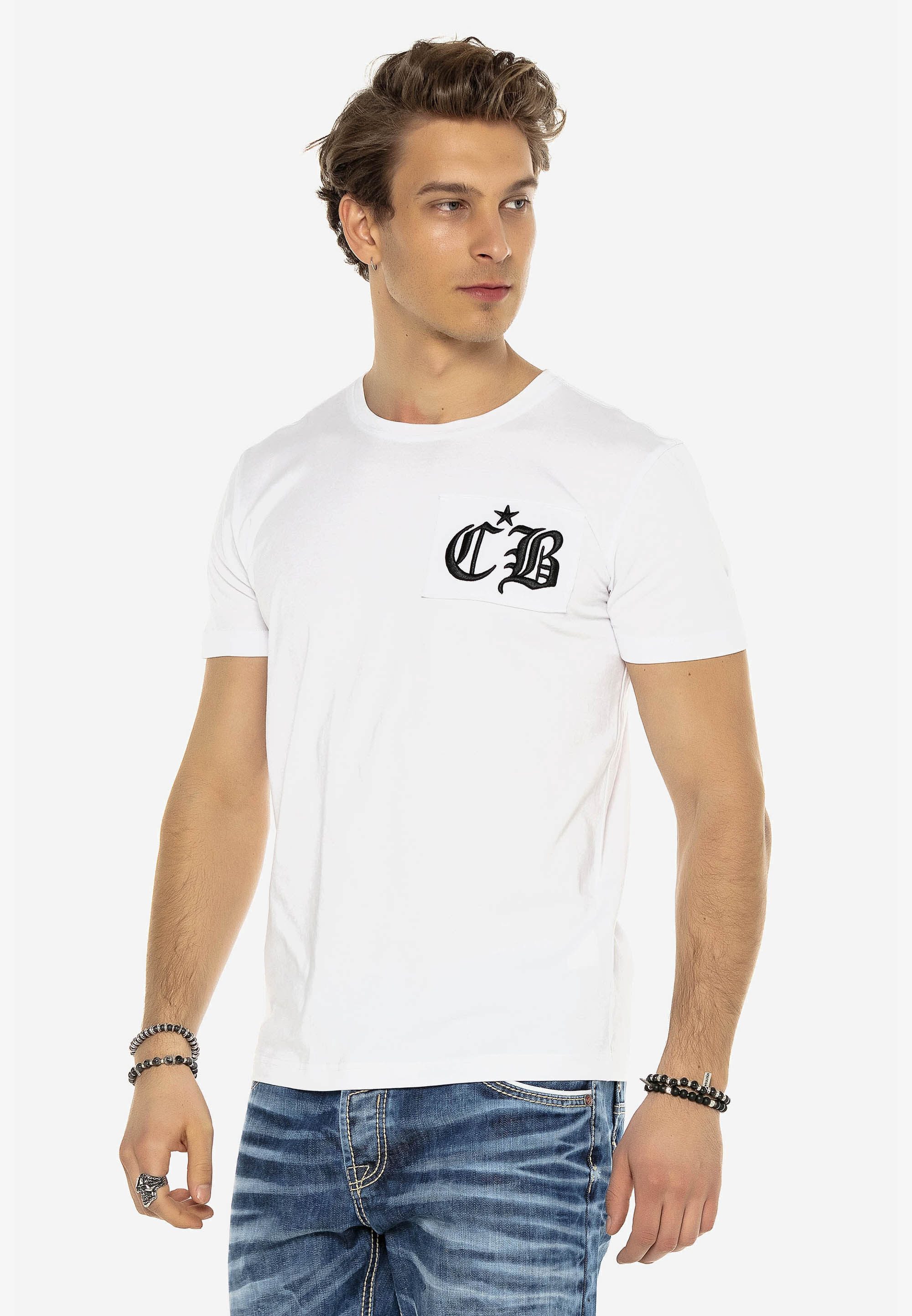 Cipo & Baxx T-Shirt Markenschriftzug Cooles Motiv als Eyecatcher