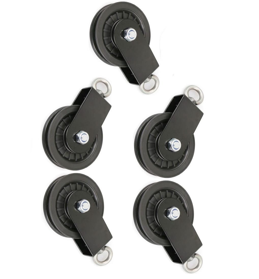 Kurzhantel 5 x 90mm Seilrolle mit U Haltebügel, Umlenkrolle, Drahtseilrolle