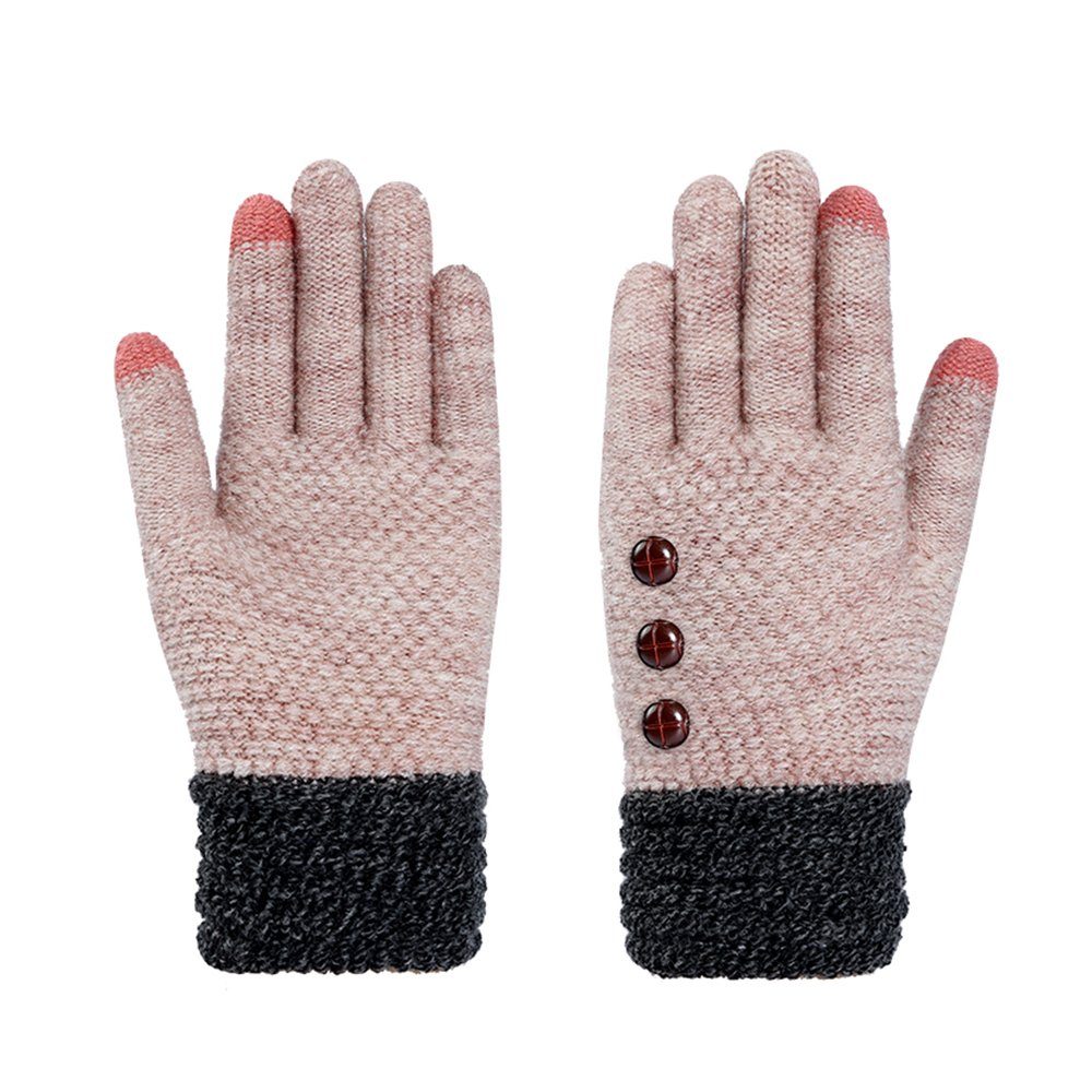 LAPA HOME Strickhandschuhe Damen Touchscreen Winterhandschuhe Warme Elastizität Sporthandschuhe (Paar) Outdoor Strick Handschuhe für Täglich, Radfahren und Freizeit Beige-3