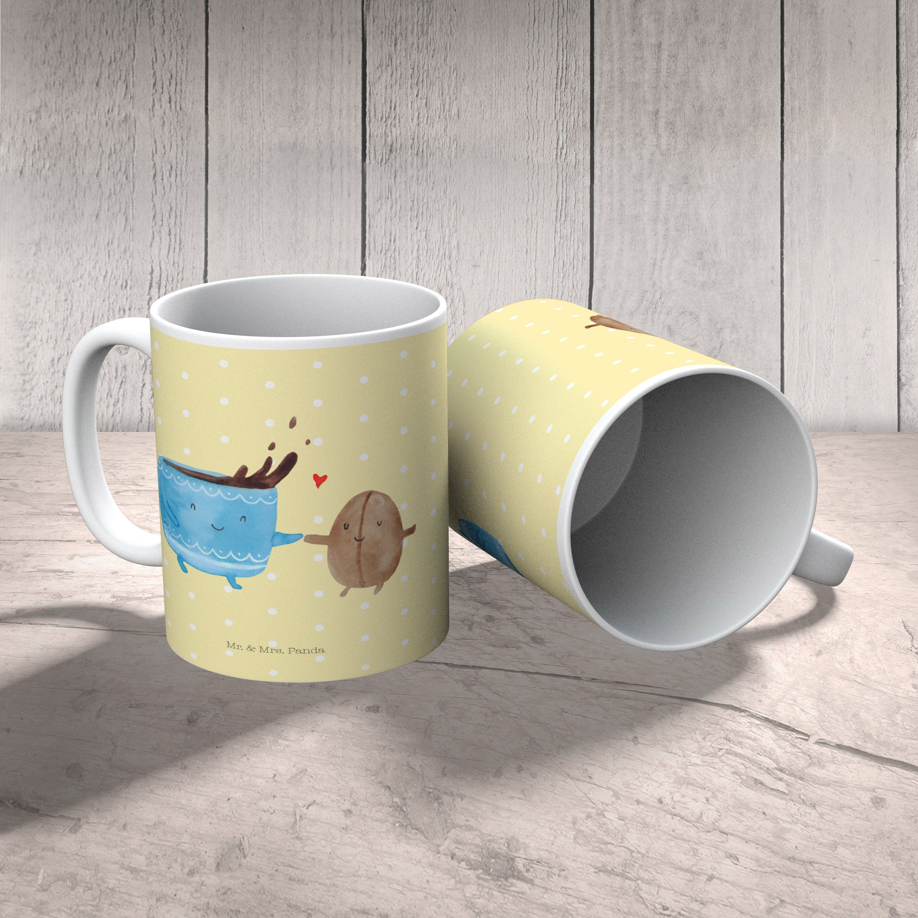 Mr. & Tiere, Bohne - Panda Geschenk, Mrs. Pastell Tiermotive, Kunststoff Kinderbecher Kaffee - Gelb Kunststoff