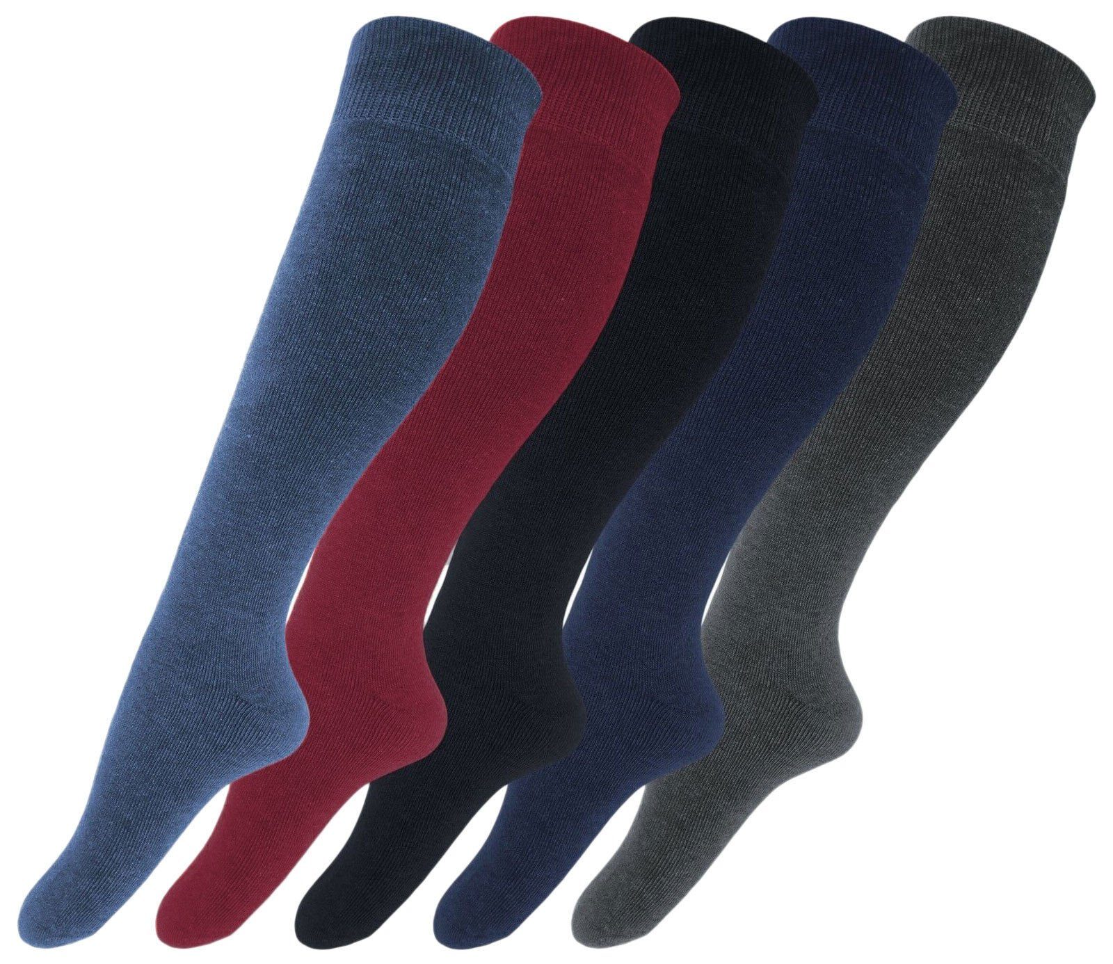 Sockenhimmel Kniestrümpfe Damen Thermostrümpfe mit Innenfrottee Kniestrümpfe für den Wintersport (6 Paar) breiter Komfortbund