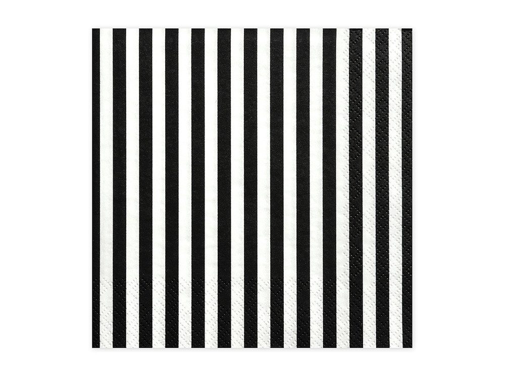 partydeco Papierserviette, Servietten 33x33cm gestreift 20 Stück schwarz / weiß