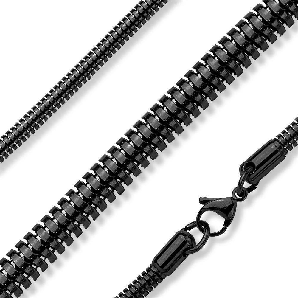 BUNGSA Goldkette Kette - Schwarz (1-tlg), Halskette Edelstahl aus Necklace in Schlangenglieder Unisex runde 6 erhältlich