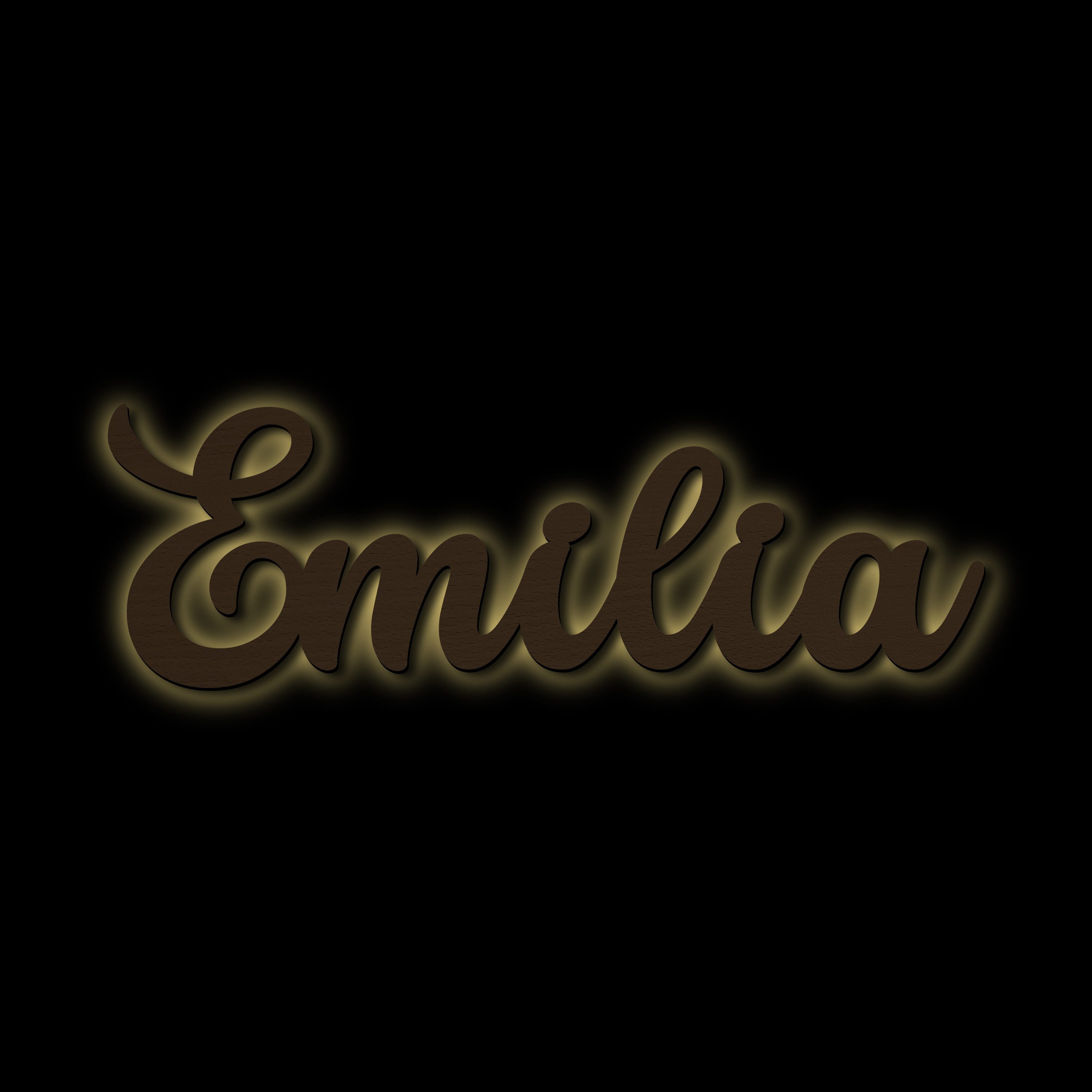Namofactur LED Dekolicht Name Emilia Deko Licht Kinder & Erwachsene Wandlampe I MDF Holz, LED fest integriert, Warmweiß
