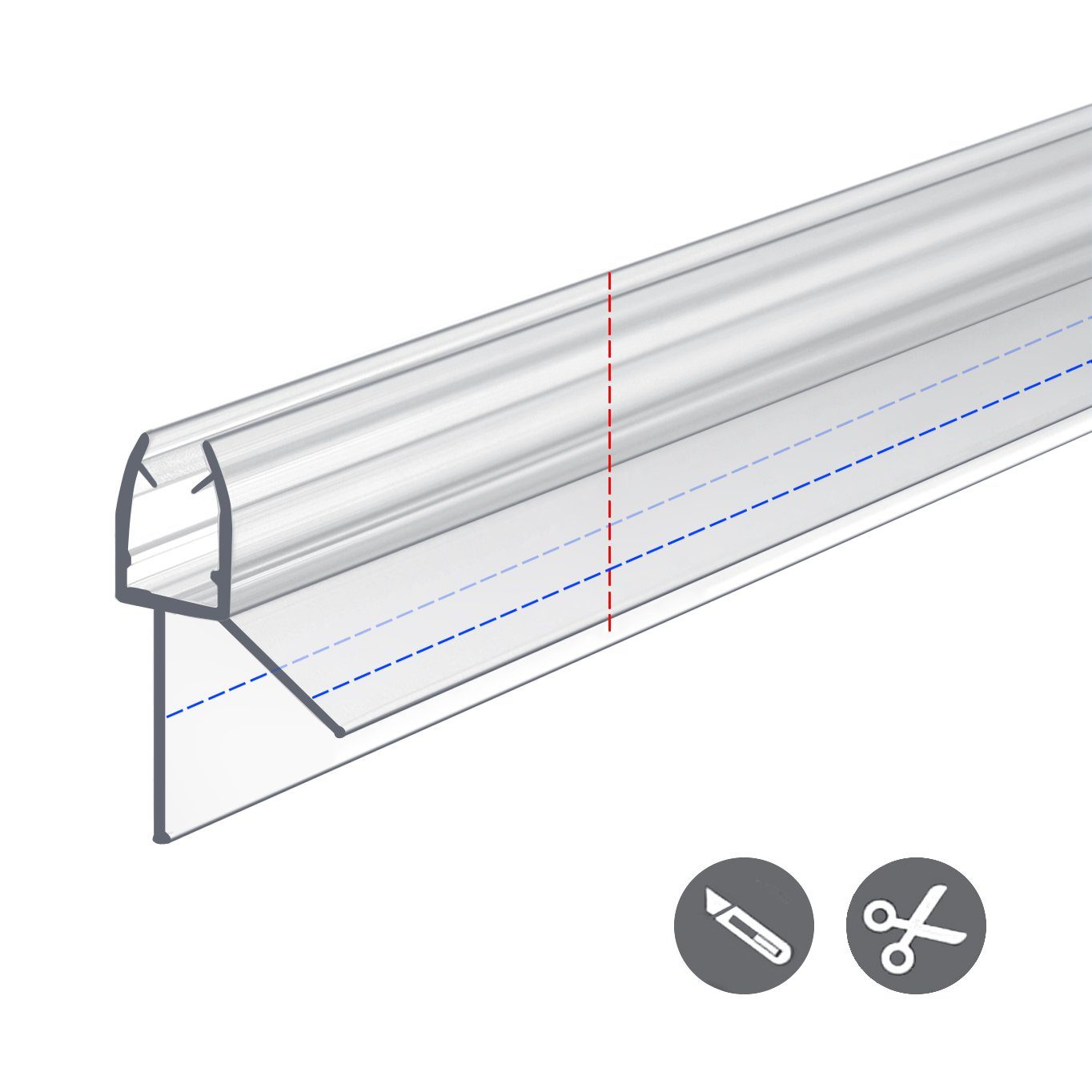 IMPTS Türbodendichtung Dichtung Dusche Ersatzdichtung Duschkabine Wasserabweiser, L: 100 cm, (Packung-Set, 2-St., Wasserabweisende Duschdichtung für Glastür mit – Bild 3 von 5