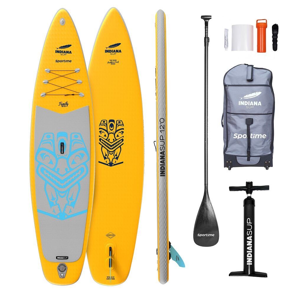 Sportime SUP-Board Stand Up Paddling Board Set Indiana, Kompromisslose Schweizer Qualität mit einzigartigen Funktionalitäten Touring 12'0