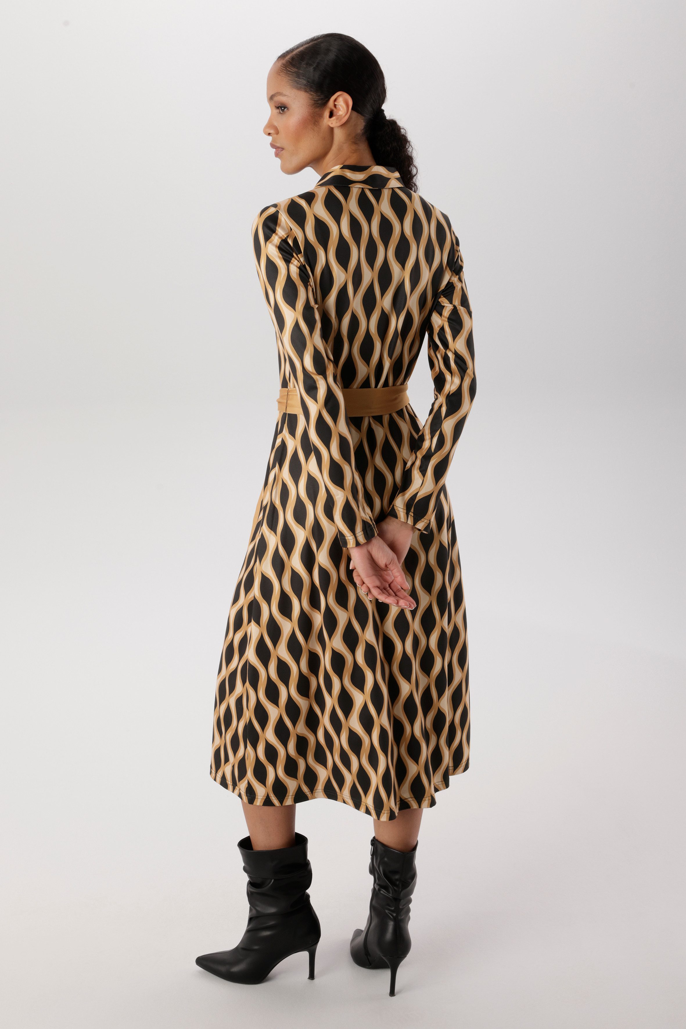 Aniston SELECTED Midikleid (2-tlg) mit Retromuster und abnehmbarem Bindeband - NEUE KOLLEKTION