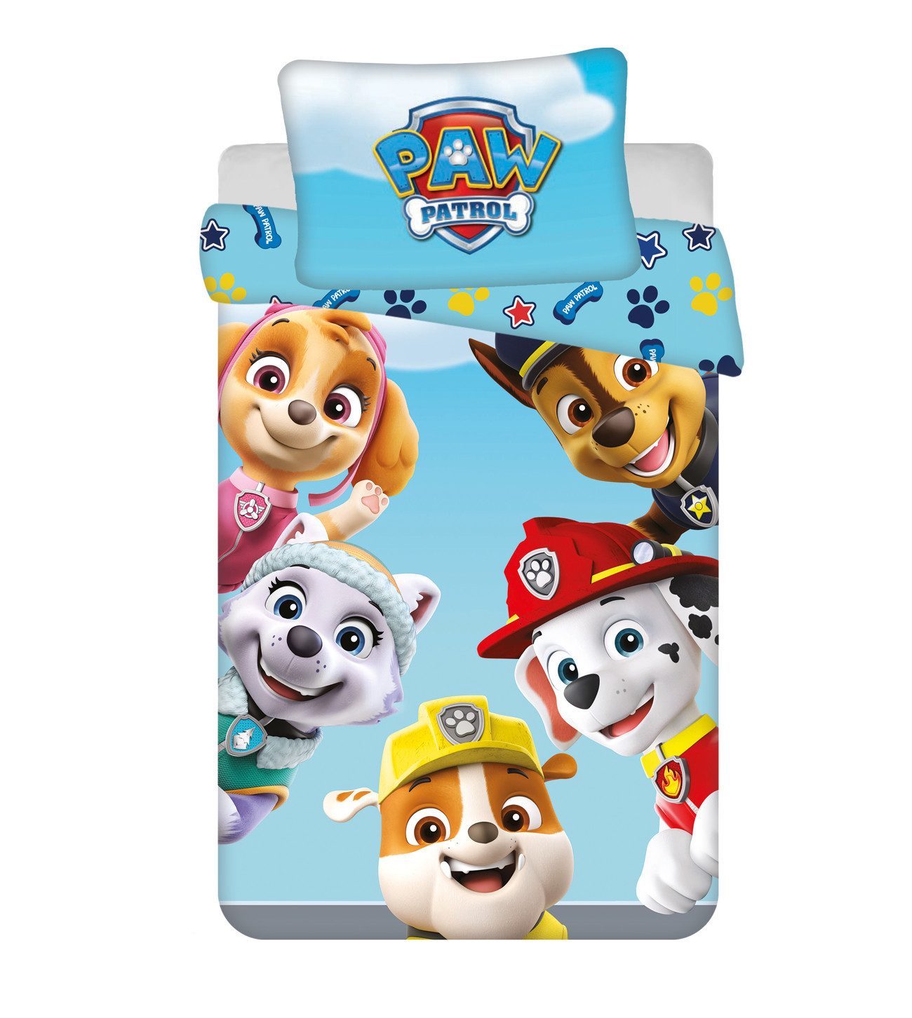 Jerry Fabrics Kinderbettwäsche Paw Patrol Set für Kinderbett 100x135 cm + 40x60 cm aus 100% Baumwolle, Baumwolle