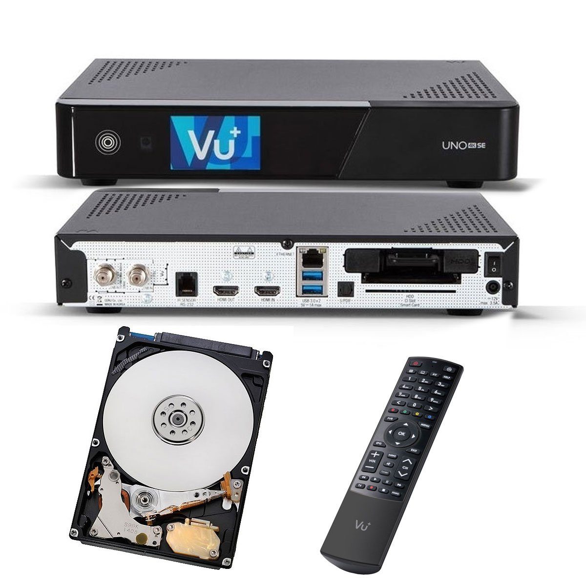 Uno 4K SE DVB-S2 FBC Sat Receiver Twin Linux UHD 1 TB HDD Festplatte SAT-Receiver