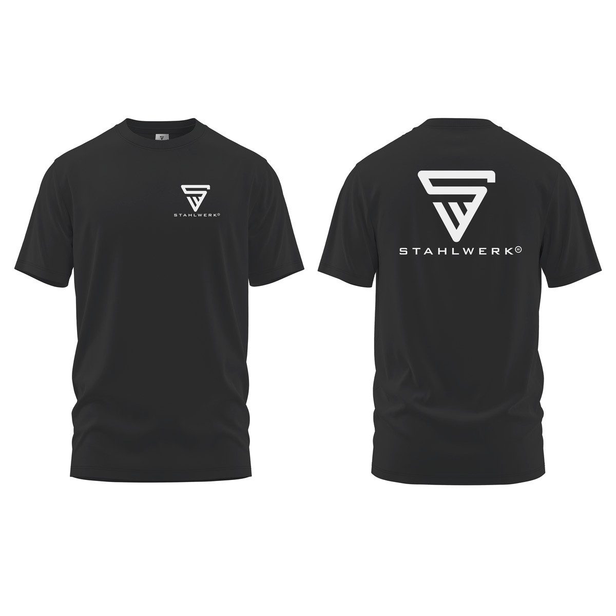 STAHLWERK T-Shirt T-Shirt Schwarz Größe L Kurzarm-Hemd (Packung, 1-tlg) mit Logo-Print aus 100% Baumwolle