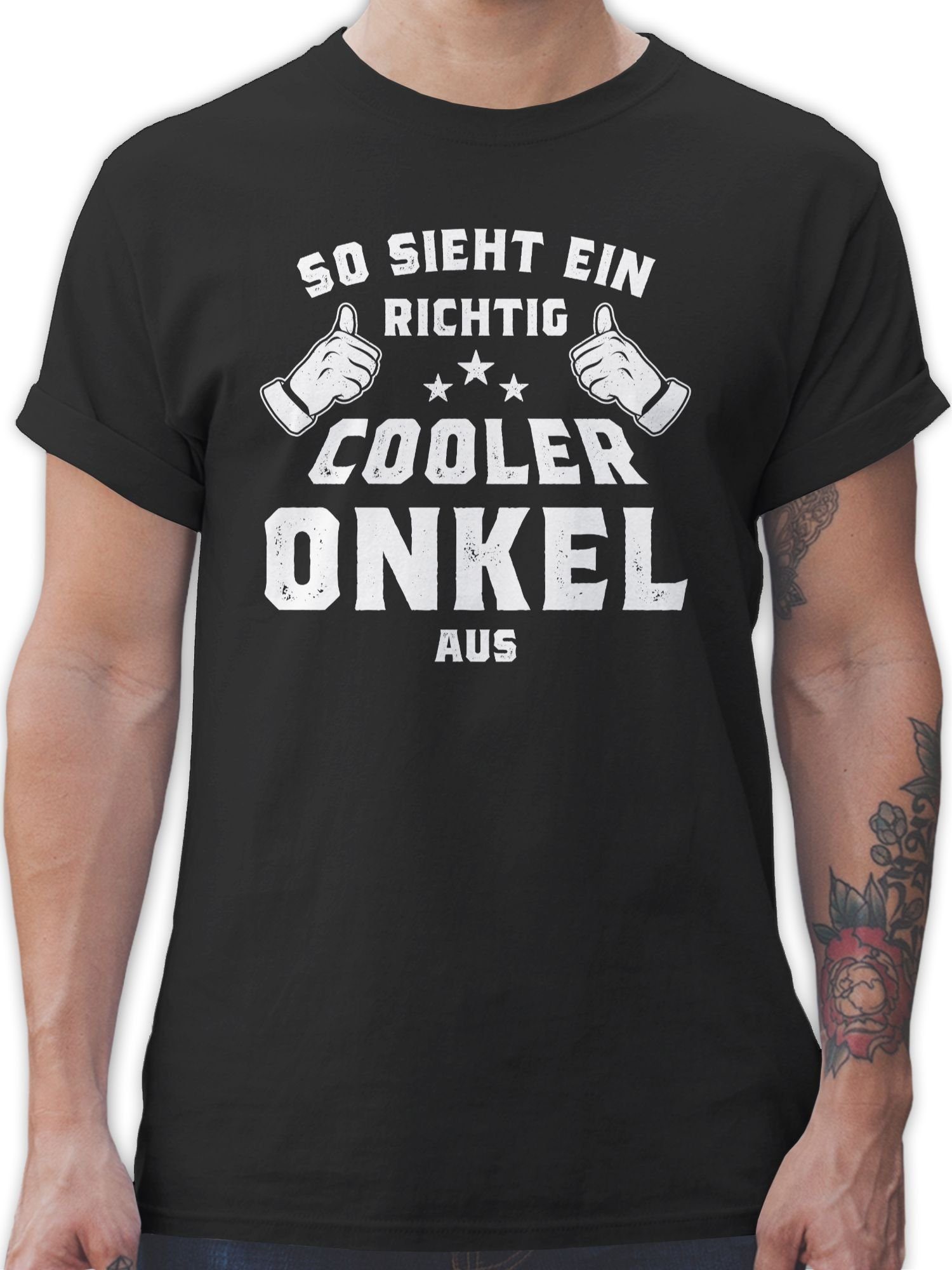 T-Shirt sieht Geschenk und Onkel 1 Onkel Bruder So aus Shirtracer Schwarz cooler richtig ein