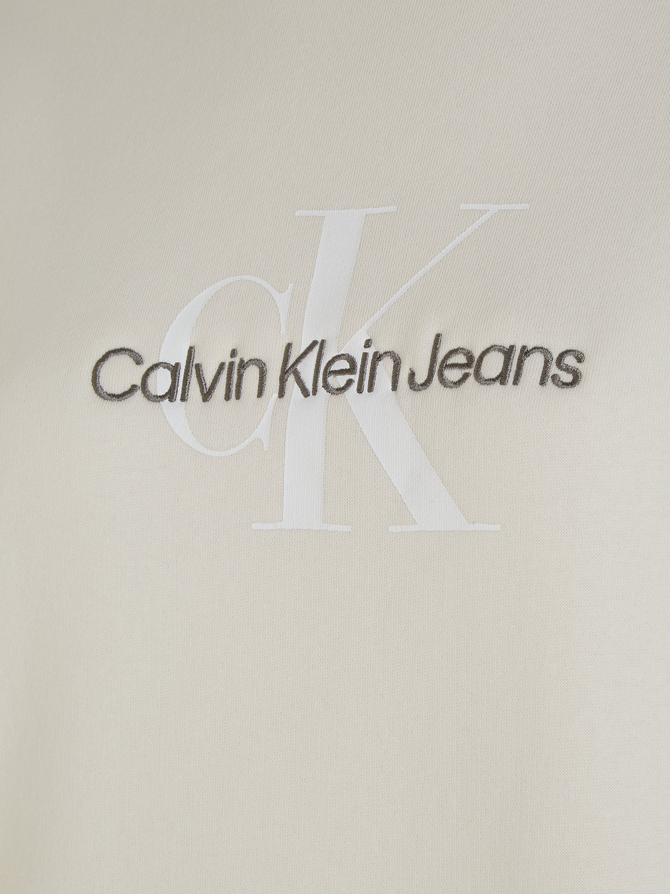 Klein DRESS NECK Jeans ecru Sweatkleid ROLL MONOLOGO Calvin