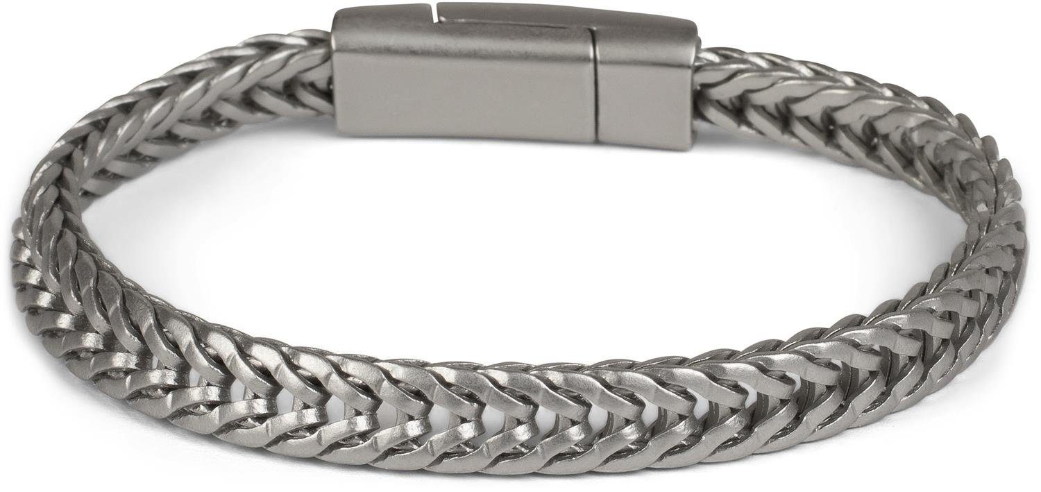 styleBREAKER mit Armband Armkette Zopfkette (1-tlg), Silber Magnetverschluss matt