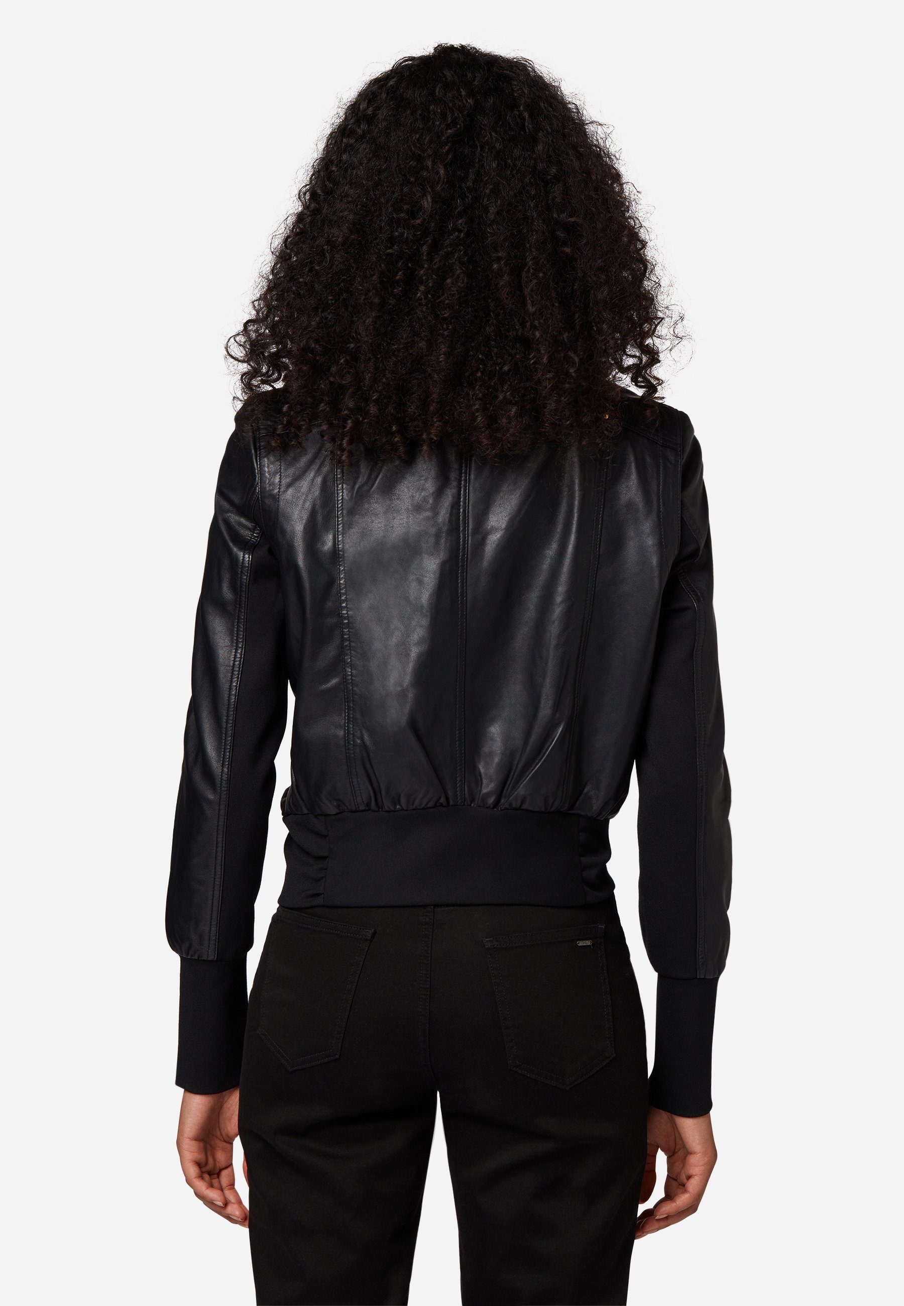 RICANO Lederjacke Cara Lederjacke mit Strickkragen und Reißverschluss