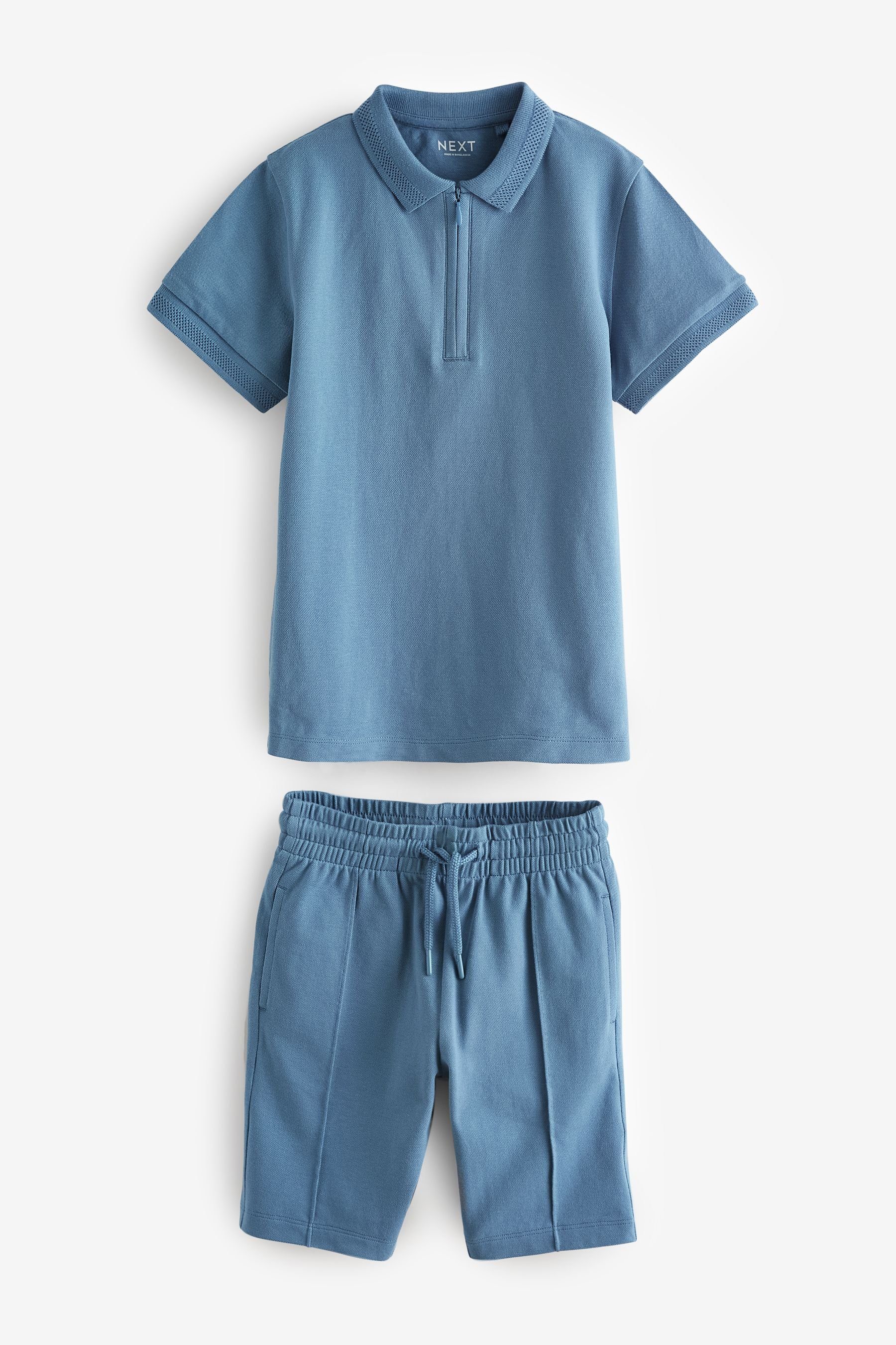 Next Shirt & Shorts Polohemd mit Reißverschlusskragen und Shorts (2-tlg)
