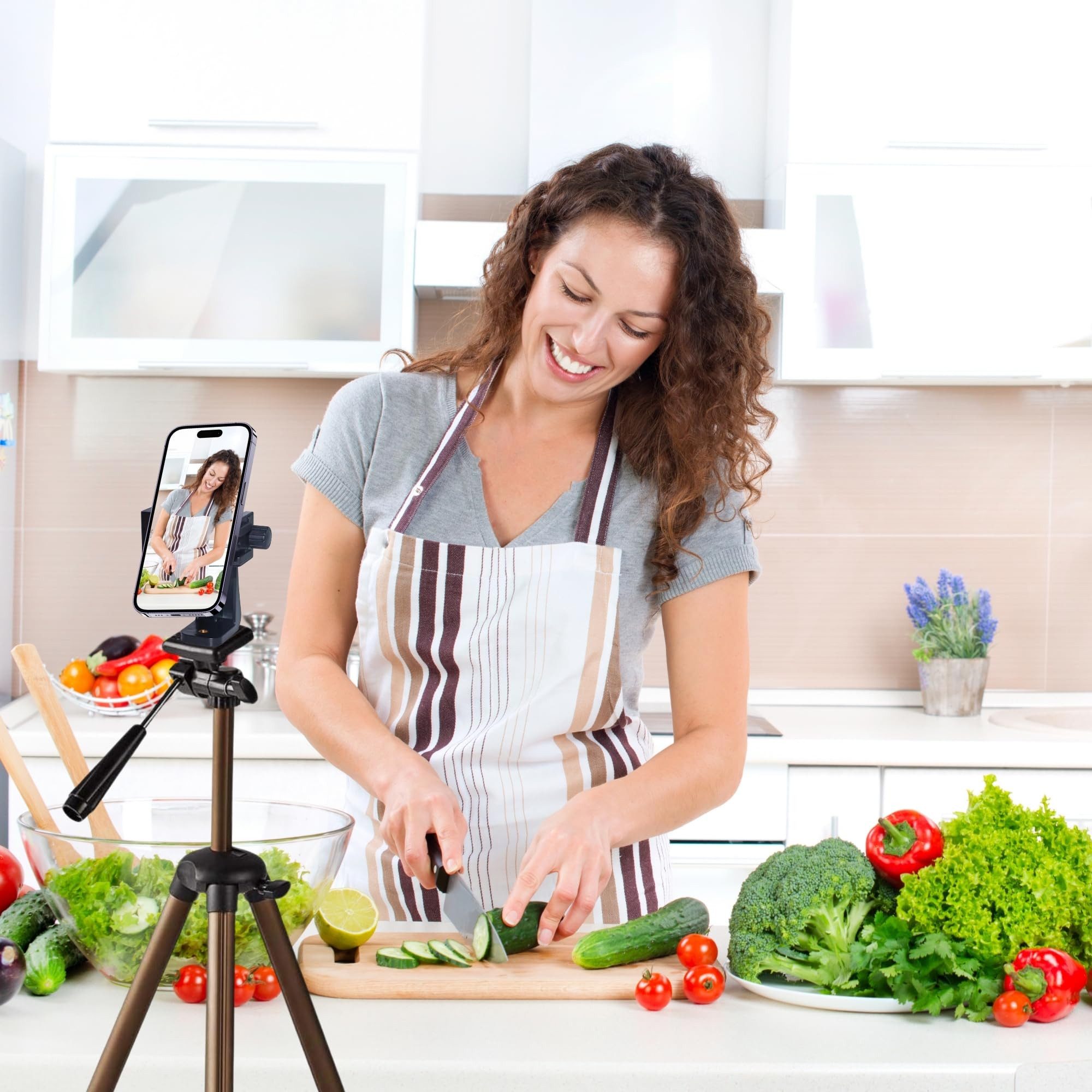 TronicXL 134cm Smartphone Stativ drehbar Halterung Ständer Tripod Handy Foto Dreibeinstativ (neigbar, drehbar, höhenverstellbar)