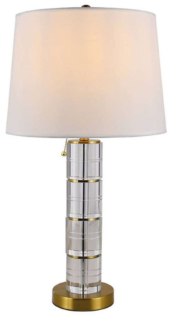 Casa Padrino Tischleuchte Casa Padrino Luxus Glas Tischleuchte Gold / Weiß Ø 40 x H. 66 cm