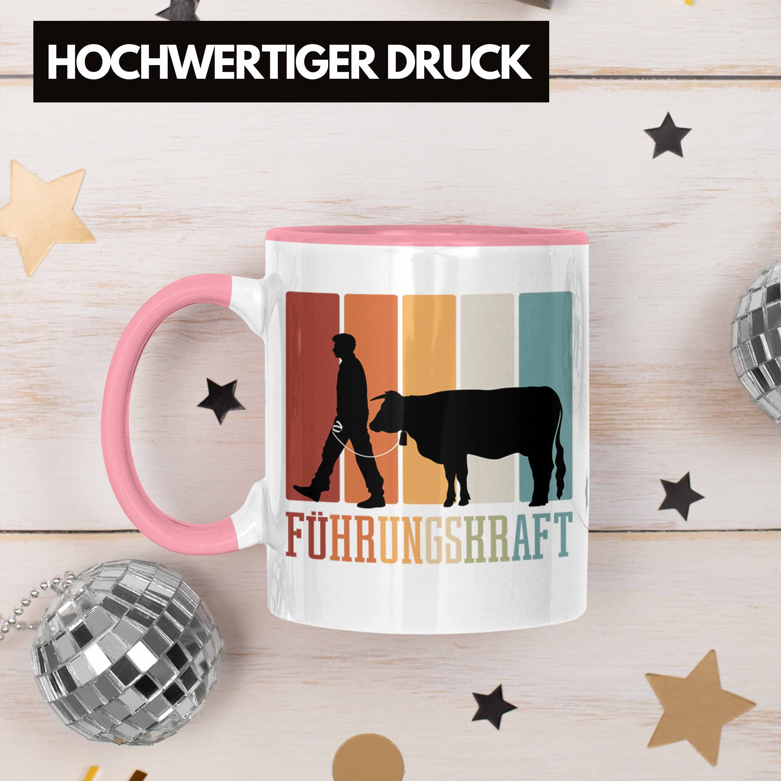 Tasse Kaffee-Becher Tasse Kuh für Trendation Landwirt Bauer Bauern Tasse Rosa Führungskraft