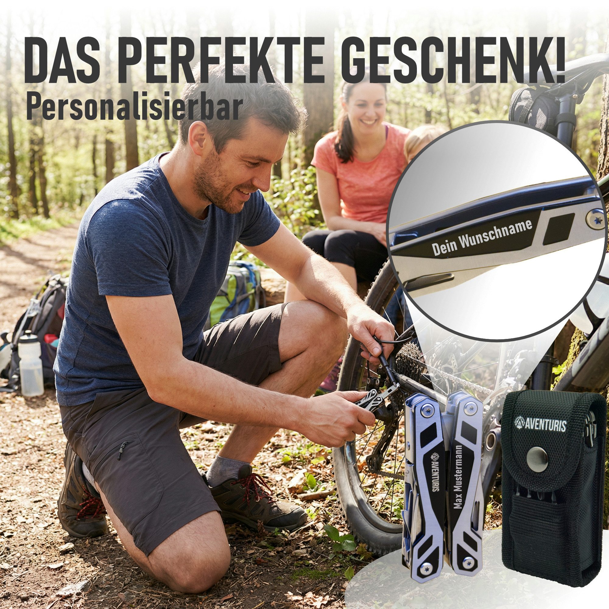 AVENTURIS Multitool T12 aus Edelstahl mit 21 Funktionen! Perfektes Outdoor Camping Zubehör, (1 St), Edelstahl