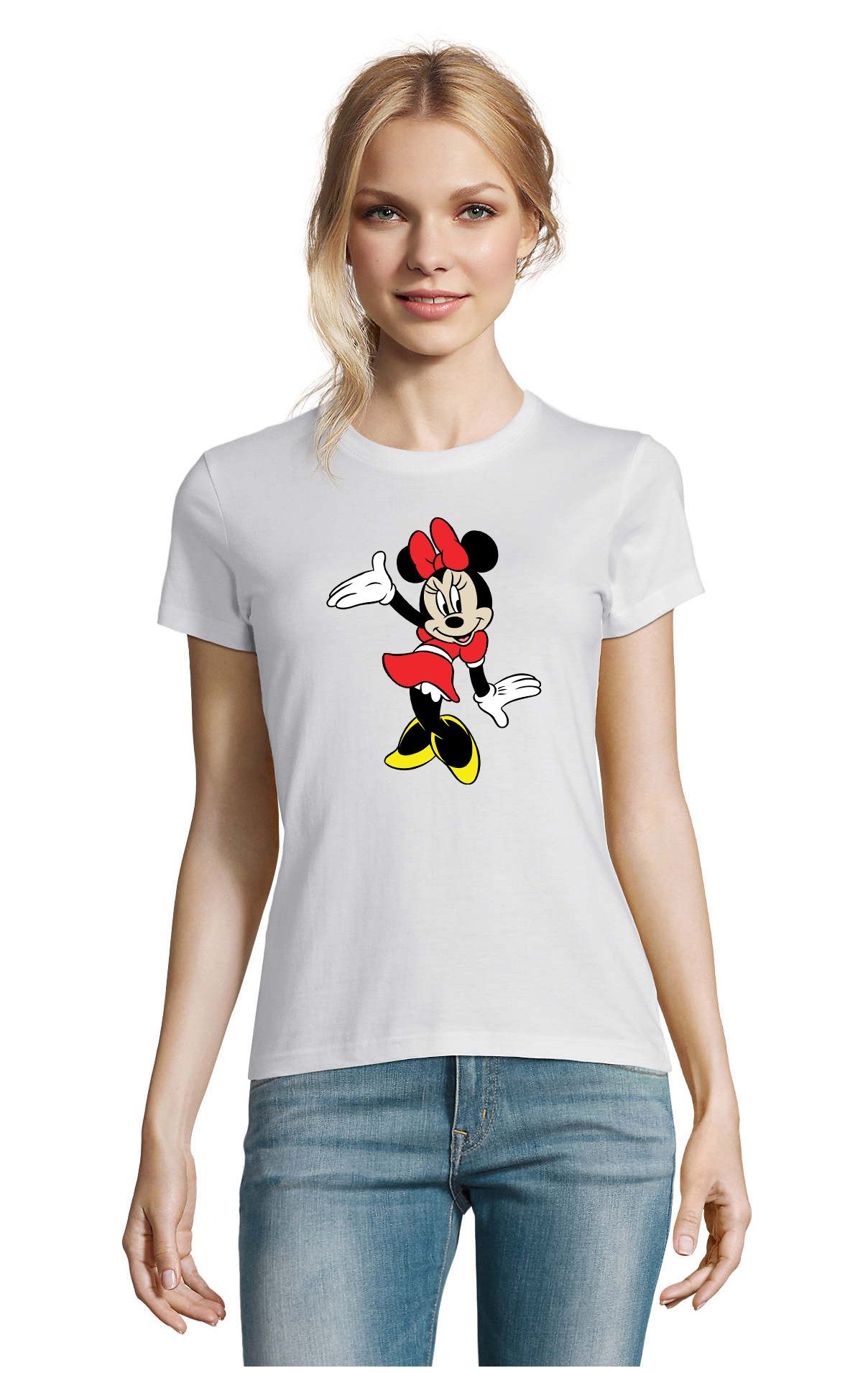 Blondie & Brownie T-Shirt Minnie Maus dance Damen T Shirt Cartoon Print Freizeit Rundhals (Einzelstück, Einzelartikel) Minnie Tanzfigur Damen Baumwollshirt