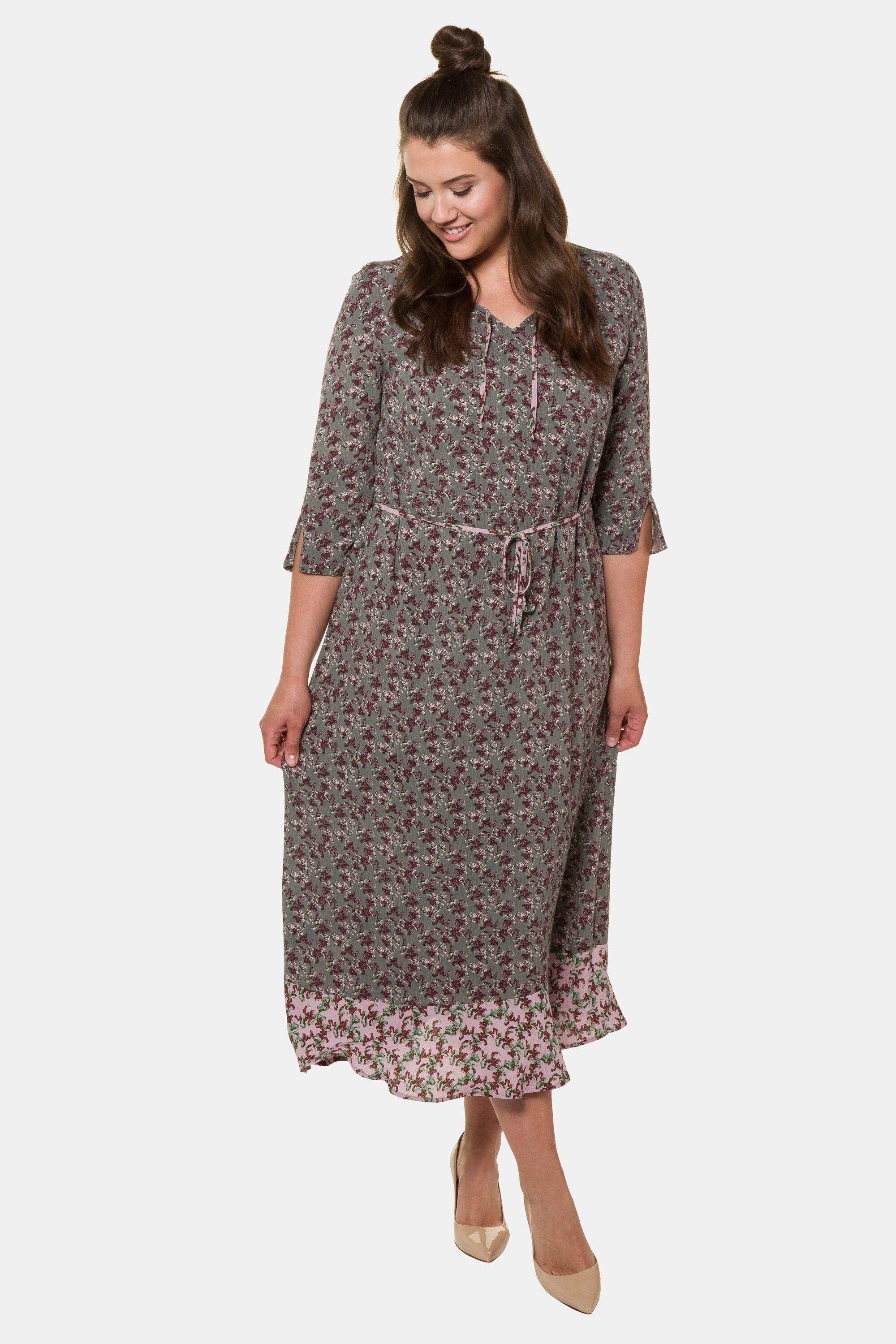 Ulla Popken Jerseykleid bis 62 Kleid aus Krepp Streublümchen