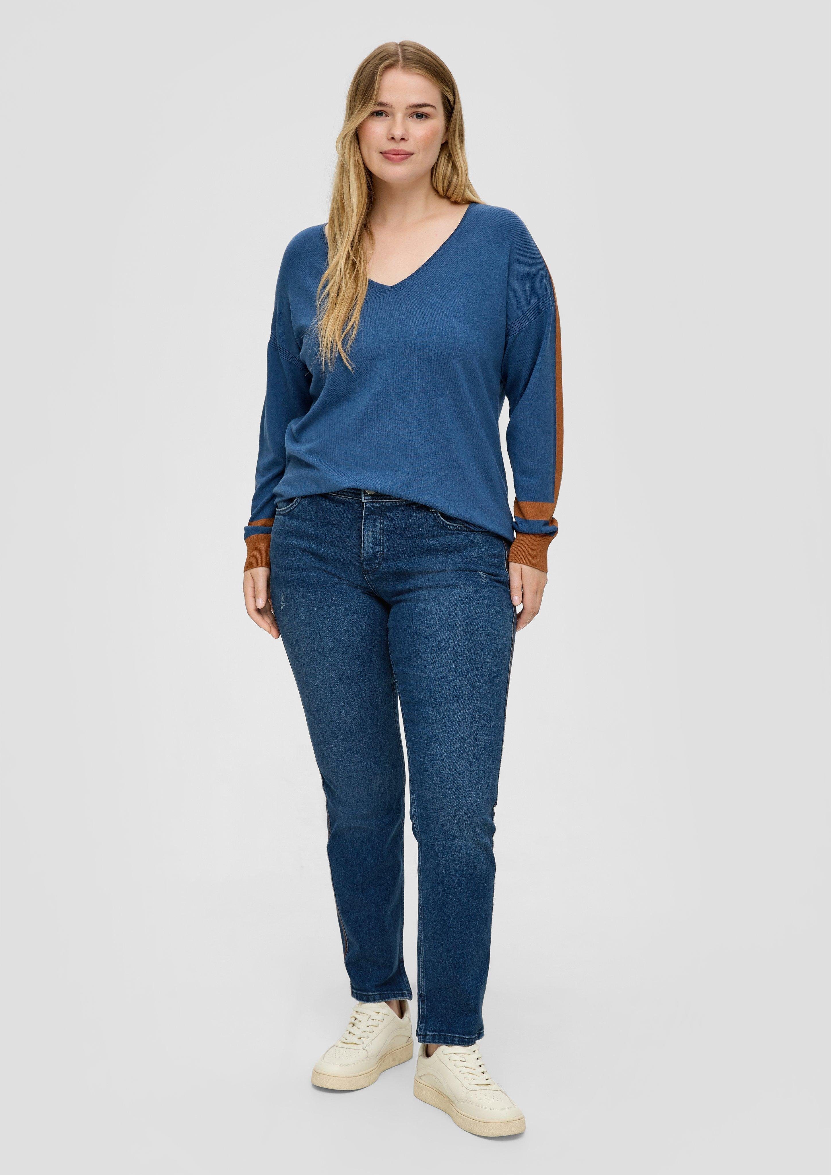 TRIANGLE Stoffhose Jeans Slim / Mid Rise Destroyes