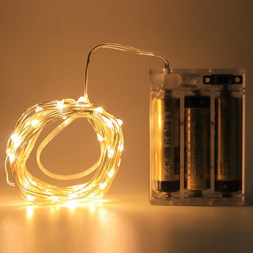 30 LED 3M Draht Lichterkette Micro Lichterkette,für Weihnachten,Halloween,Valentinstag Kupfer Lichterkette LED,Warmweiß, MUPOO Batterie,