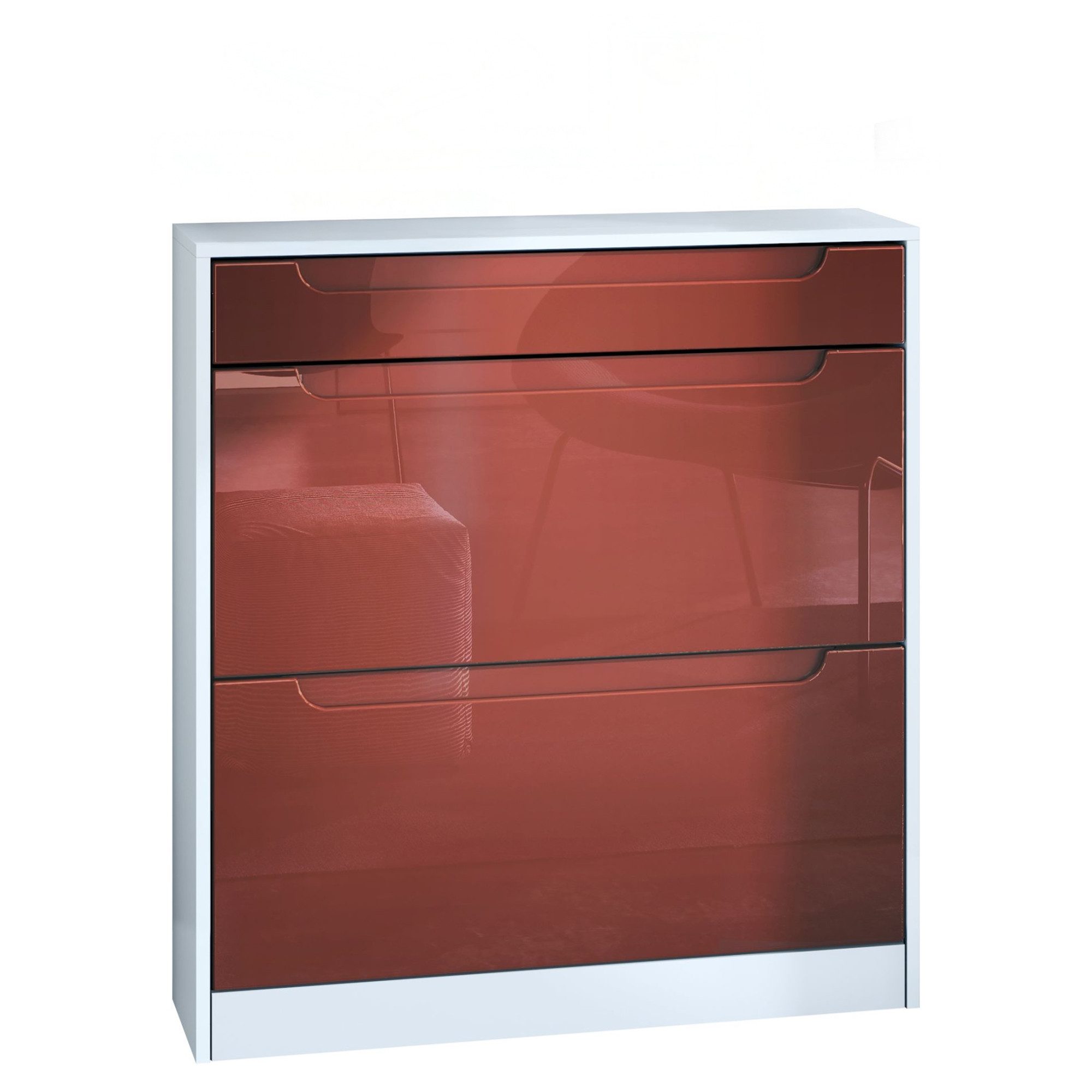 InnoFurn Schuhschrank Venezia Schuhkipper (schmaler Flurschrank, Weiß matt (89 x 95,5 x 23 cm) Platzsparender Schuhkipper Flurschrank für Diele Flur Garderobe