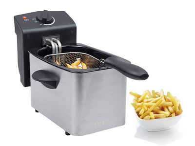 Tristar Kaltzonenfritteuse, 800 W, Kleine 2L mini Edelstahl Frittöse Pommes Schnitzel mit Fett frittieren