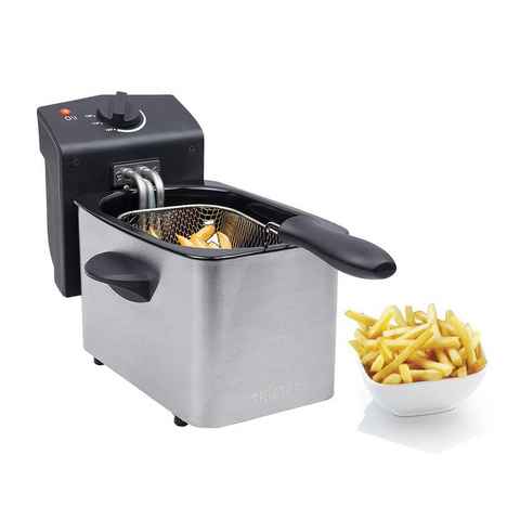 Tristar Kaltzonenfritteuse, 800 W, Kleine 2L mini Edelstahl Frittöse Pommes Schnitzel mit Fett frittieren