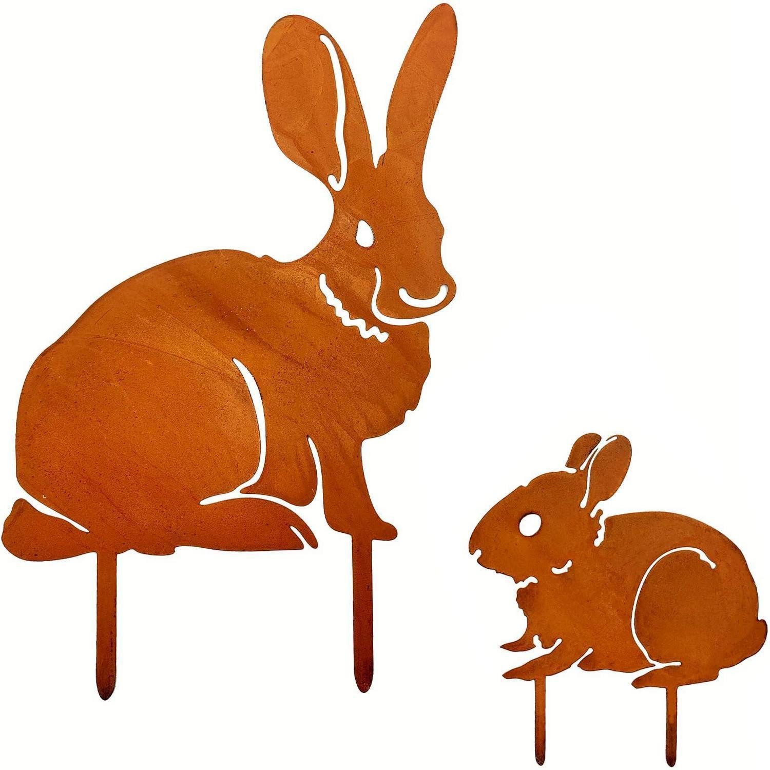 LuxusKollektion Osterhase Gartendeko Osterhasen 2er Set Rost Metall (2 St)