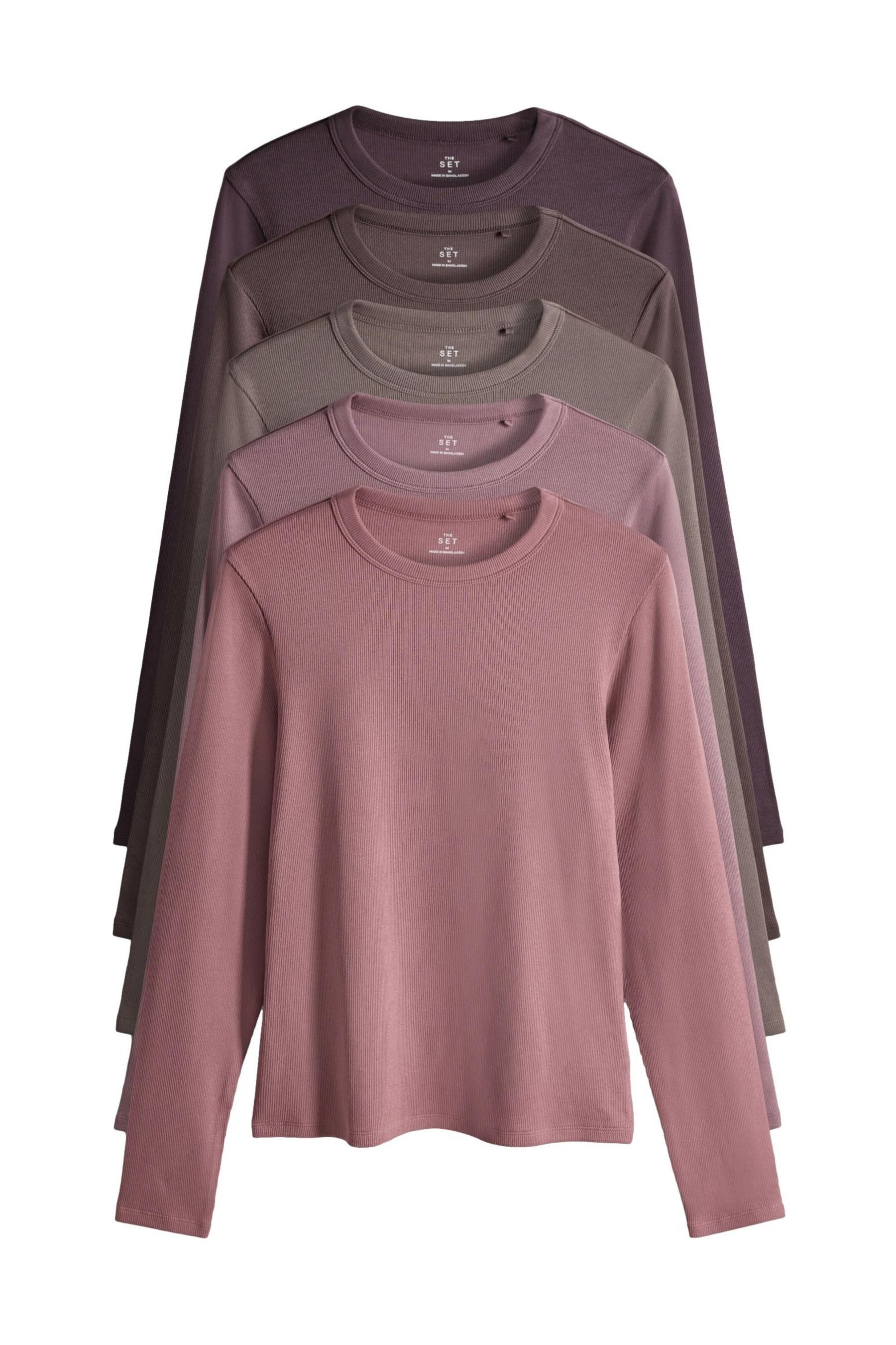 The Set Langarmshirt The Set Rundhals-Langarmshirts, 5er-Pack (5-tlg) günstig online kaufen