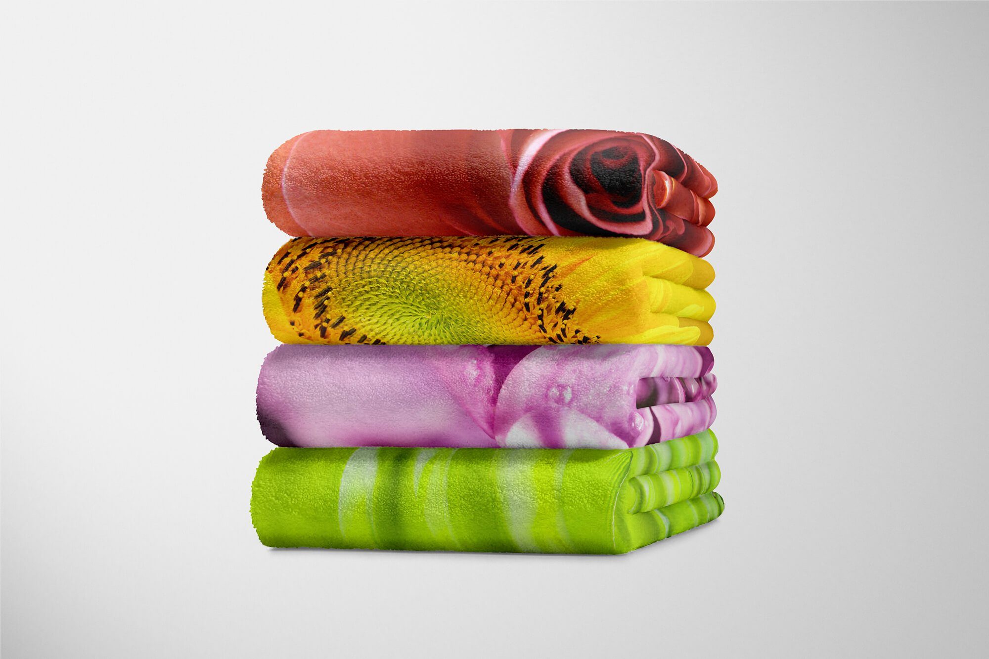 Saunatuch Handtuch Art Baumwolle-Polyester-Mix Blüten mit Kuscheldecke Handtuch Sinus Handtücher Blumen Rege, Fotomotiv (1-St), Strandhandtuch