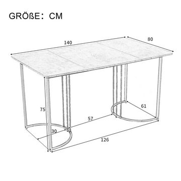 Flieks Essgruppe, (Set, 5-tlg., 1 Tisch 140*80*75cm mit 4er Polsterstühle), Esstisch mit 4 Stühlen Set Küchetisch Esszimmerstuhl, Metallbeine