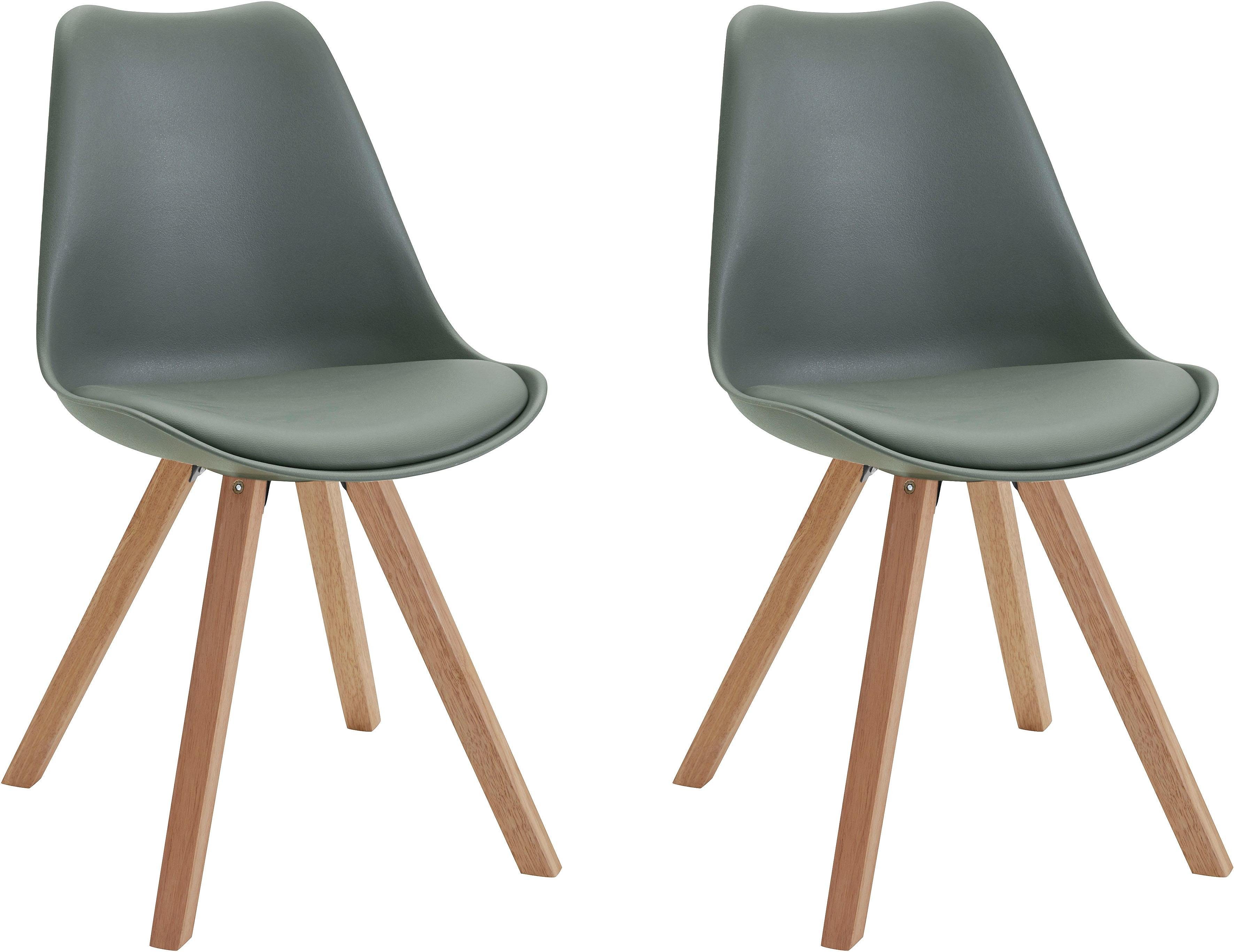 Homexperts Esszimmerstuhl Kaja (Set, 2 St), Sitzschale mit Sitzkissen in Kunstleder grau