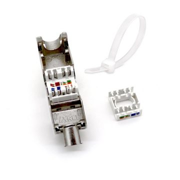 ARLI 4x Keystone CAT8.1 Modul metall geschirmt werkzeuglose Montage Netzwerk-Adapter RJ45-Buchse zu Netzwerkkabel, werkzeugfrei I Snap In Montage I integrierte Zugentlastung