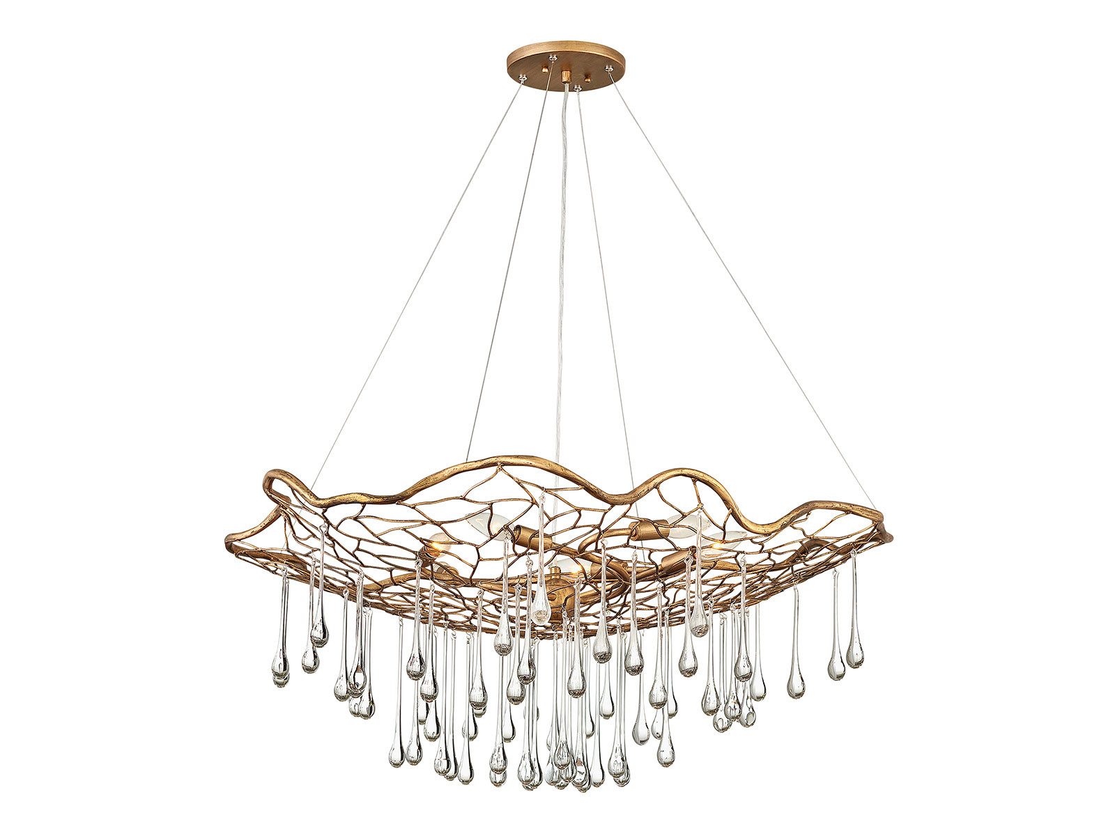 HINKLEY Lighting LED Pendelleuchte mit Tropfenförmigem Glas Behang Ø 91cm, Dimmfunktion, LED wechselbar, Warmweiß, ausgefallene Designer Lampe hängend für Esstisch inkl. E14 LEDs