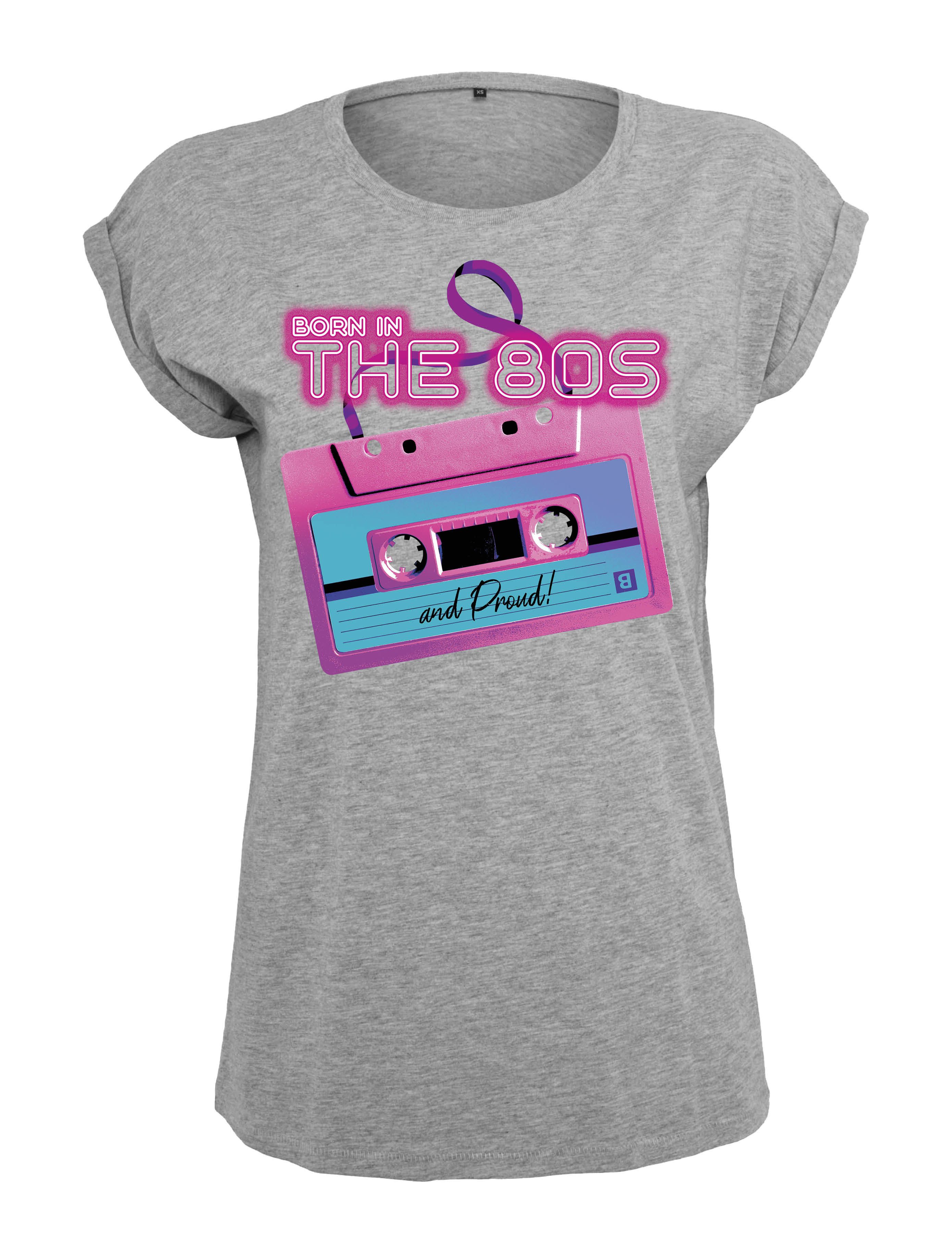 Print-Shirt "Born in The 80s" Damen T-Shirt Statement Geschenk Frauen Motiv