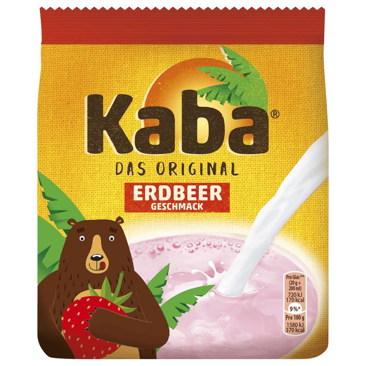Kaba Kakao, Kaba das Original Getränkepulver Sorte Erdbeere Nachfüllpack 400g