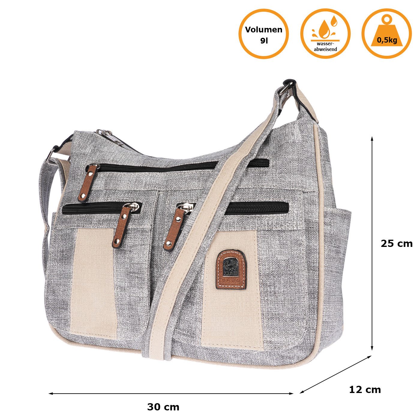 Christian Wippermann Umhängetasche Damen Tasche Schultertasche Umhängetasche Crossover Bag (1 tlg), Leder Optik Handtasche