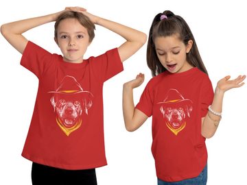 MyDesign24 Print-Shirt Kinder Hunde T-Shirt bedruckt - Cowboy Hundekopf Baumwollshirt mit Aufdruck, i232