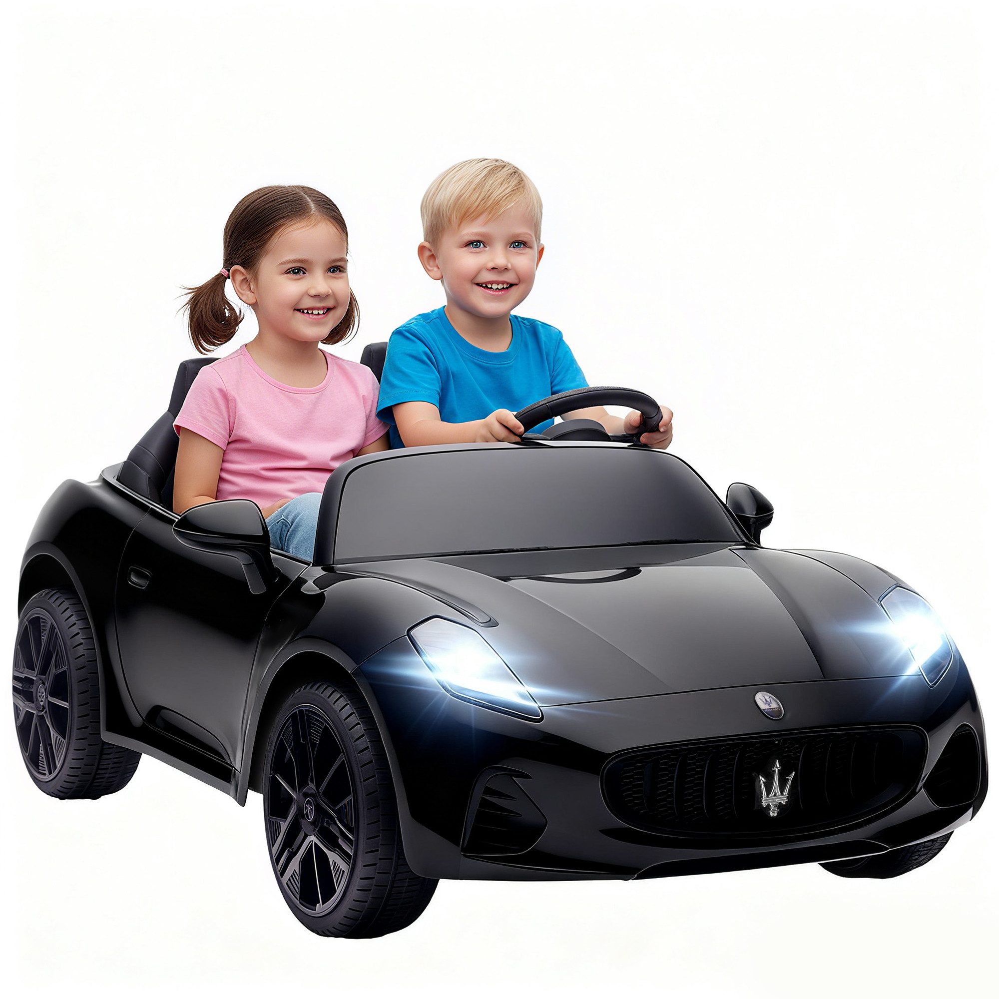 AIYAPLAY Elektro-Kinderauto 12V Kinderauto mit Fernbedienung, Belastbarkeit 60 kg, (1-tlg), für 37-96 Monate, Schwarz